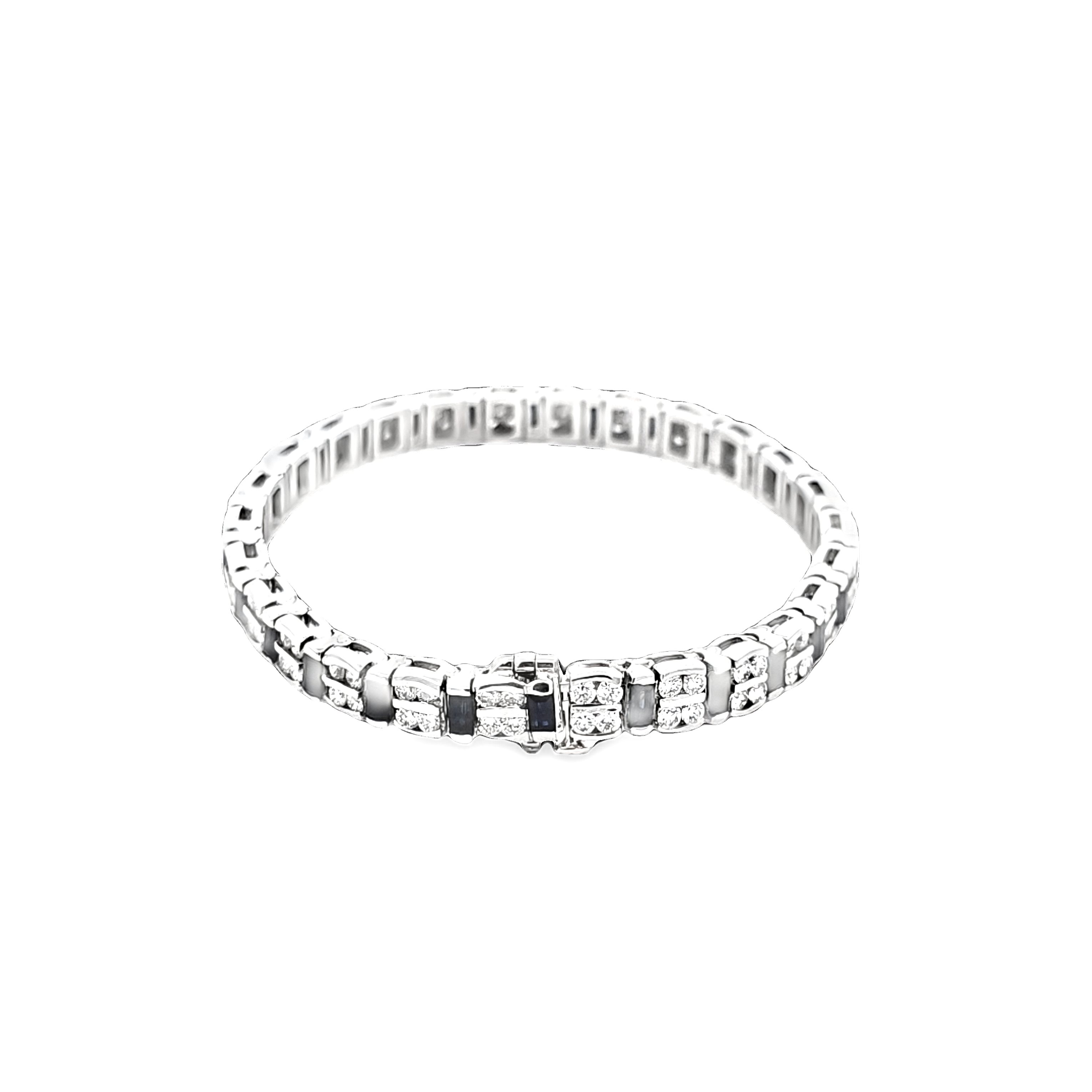 14K White Gold 7" Sapphire and Diamond Bracelet 22001027 | Shin Brothers 14K White Gold 7" Sapphire and Diamond Bracelet 22001027 | Shin Brothers