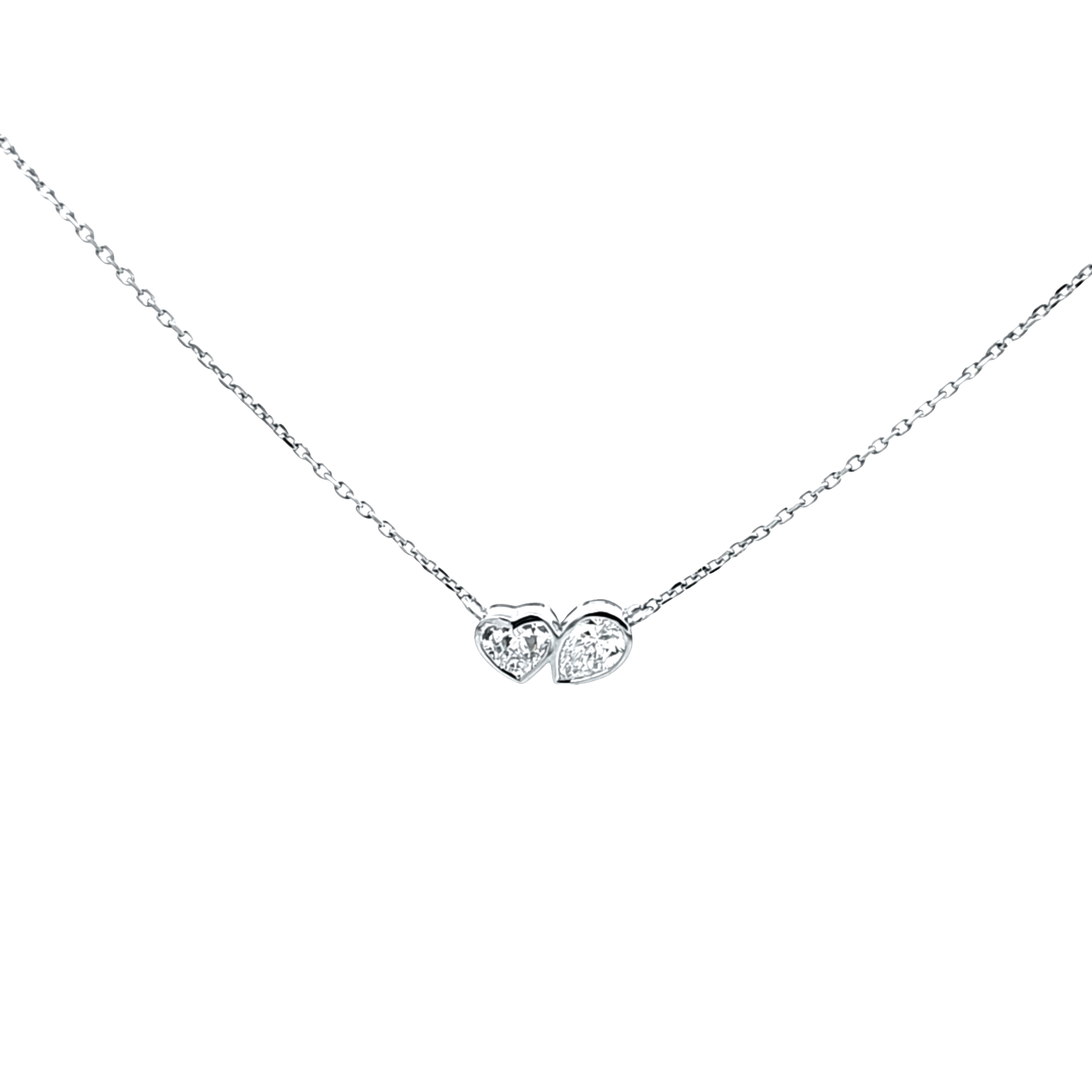 14K White Gold Lab Grown Diamond Two Stone Necklace | Shin Brothers Jewelers Inc. 14K White Gold Lab Grown Diamond Two Stone Necklace | Shin Brothers Jewelers Inc.