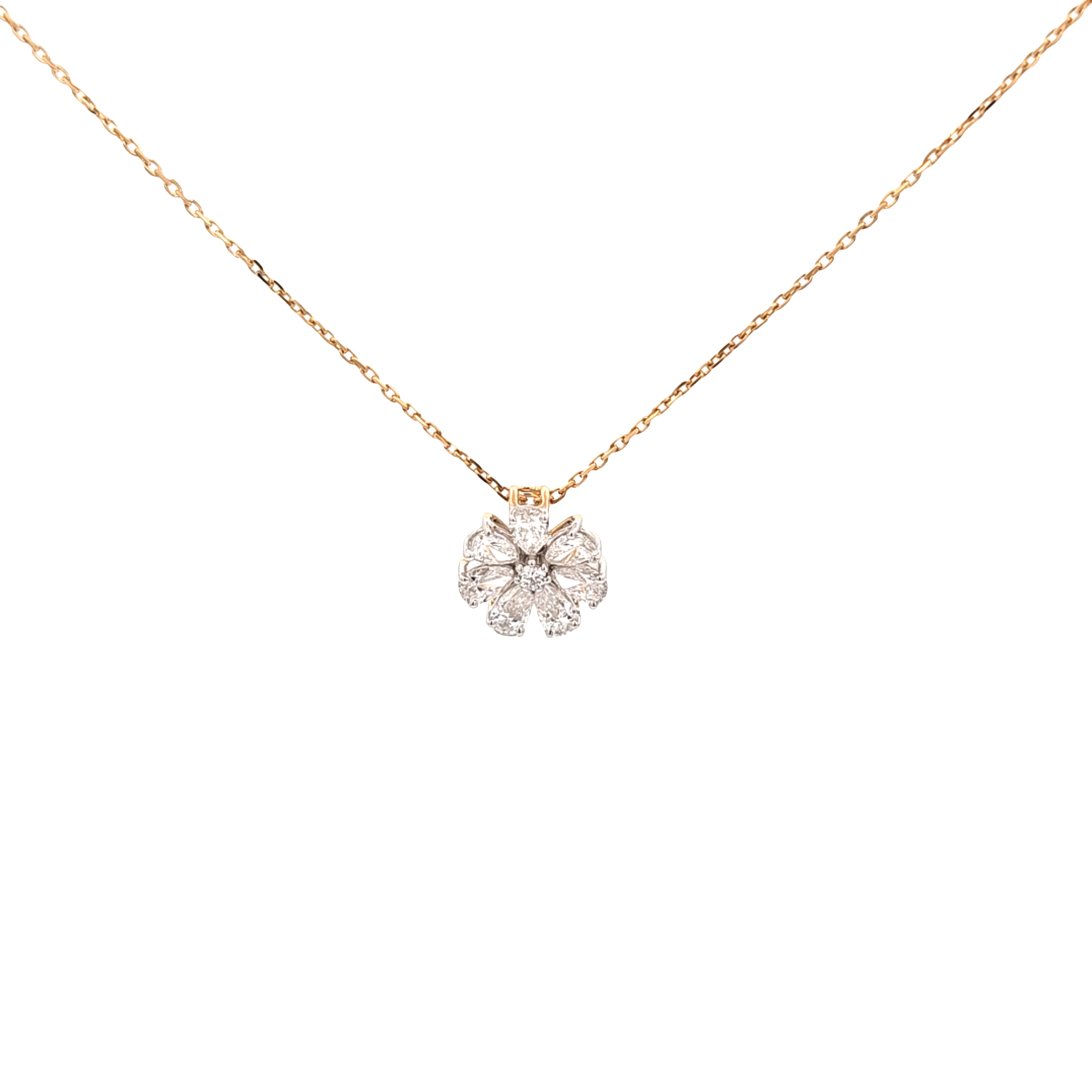 14K Yellow Gold Lab Grown Diamond Flower Necklace | Shin Brothers Jewelers Inc.