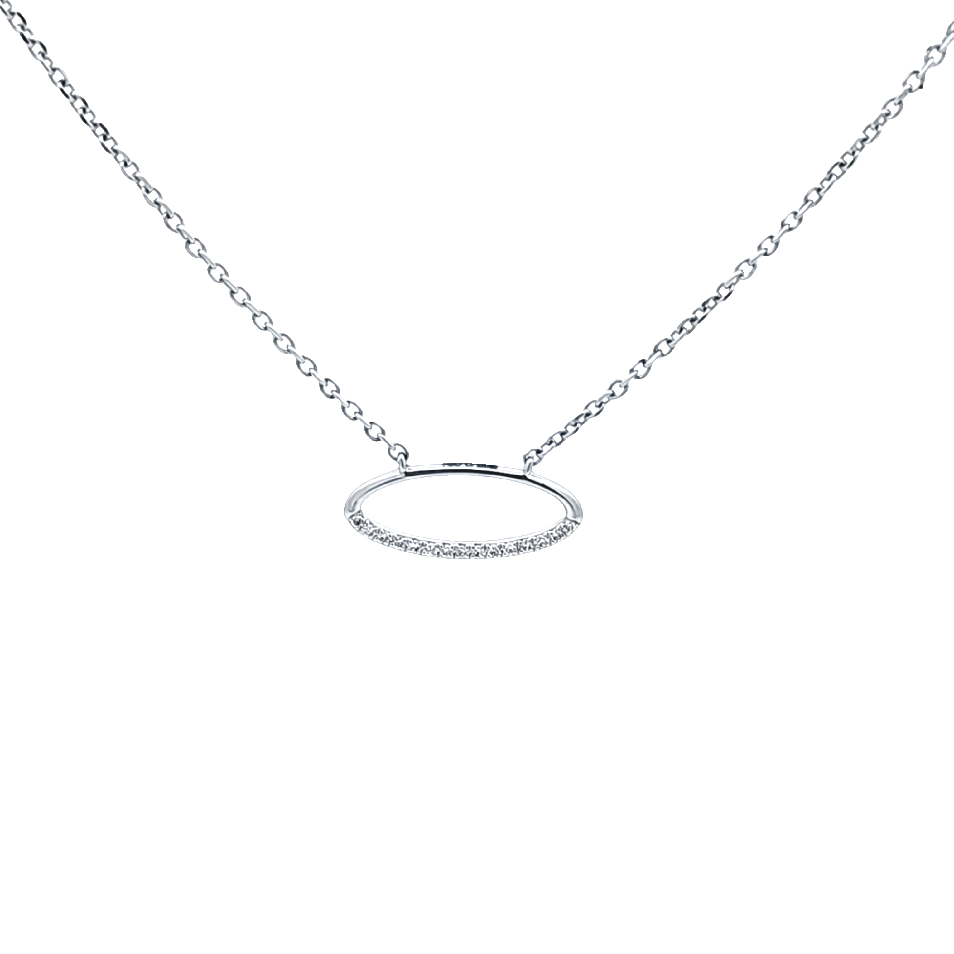 14K White Gold Lab Grown Diamond Oval Necklace | Shin Brothers Jewelers Inc.