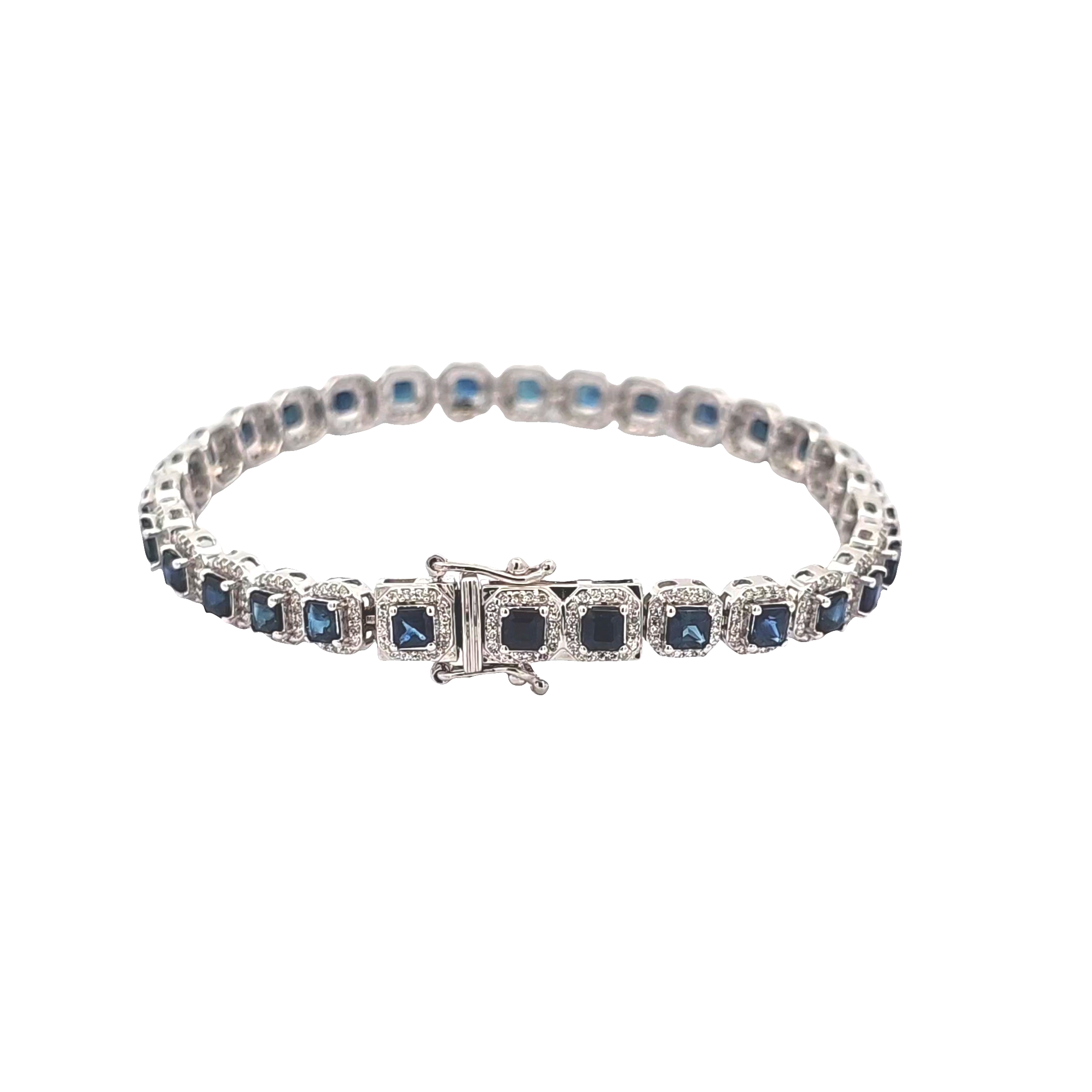 14K White Gold Sapphire Diamond Bracelet 21001030 | Shin Brothers 