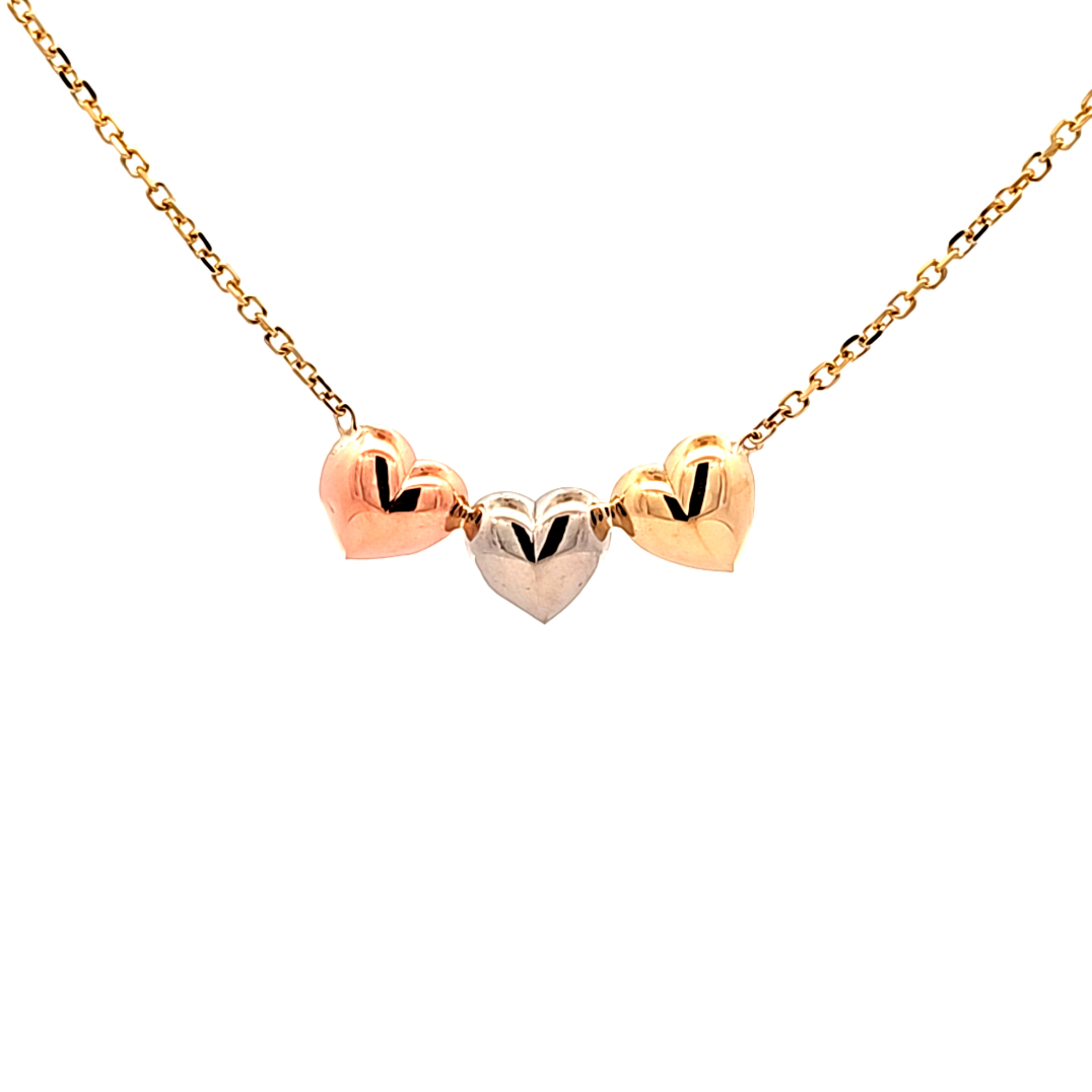 14K Tricolor Gold Heart Necklace 30004954 | Shin Brothers