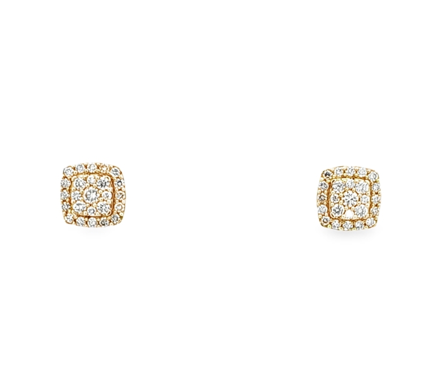 14K Yellow Gold Diamond Square Stud Earrings 41002921 | Shin Brothers