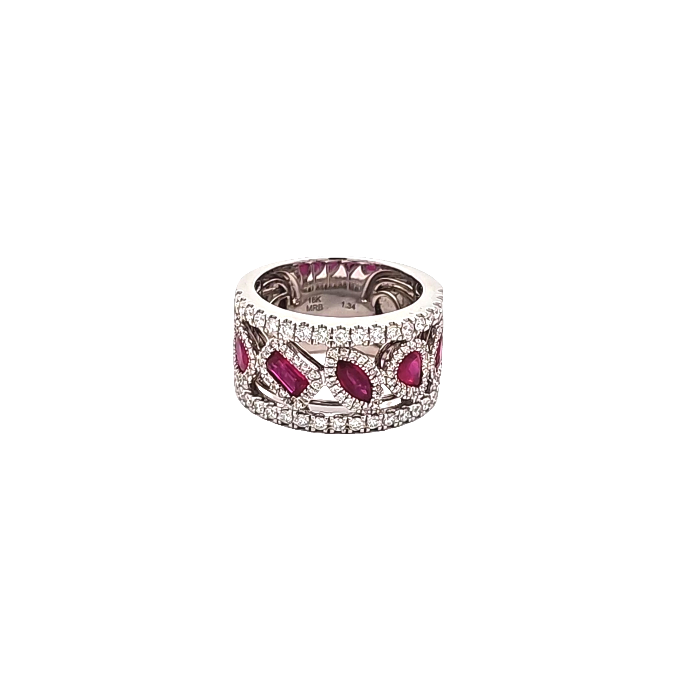 14K White Gold Ruby Diamond Band 12003359 | Shin Brothers