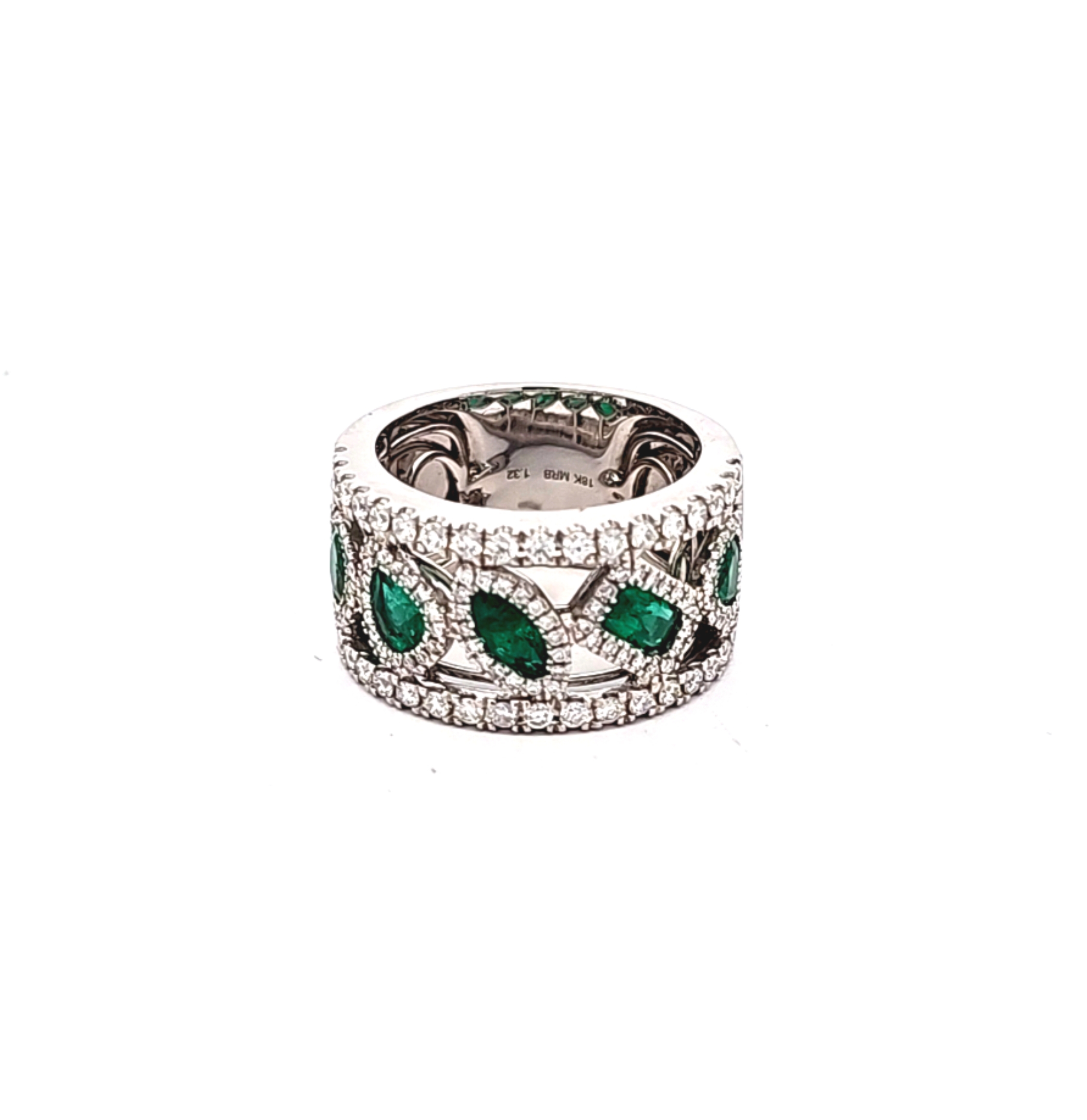 14K White Gold Emerald Diamond Band 12003361 | Shin Brothers