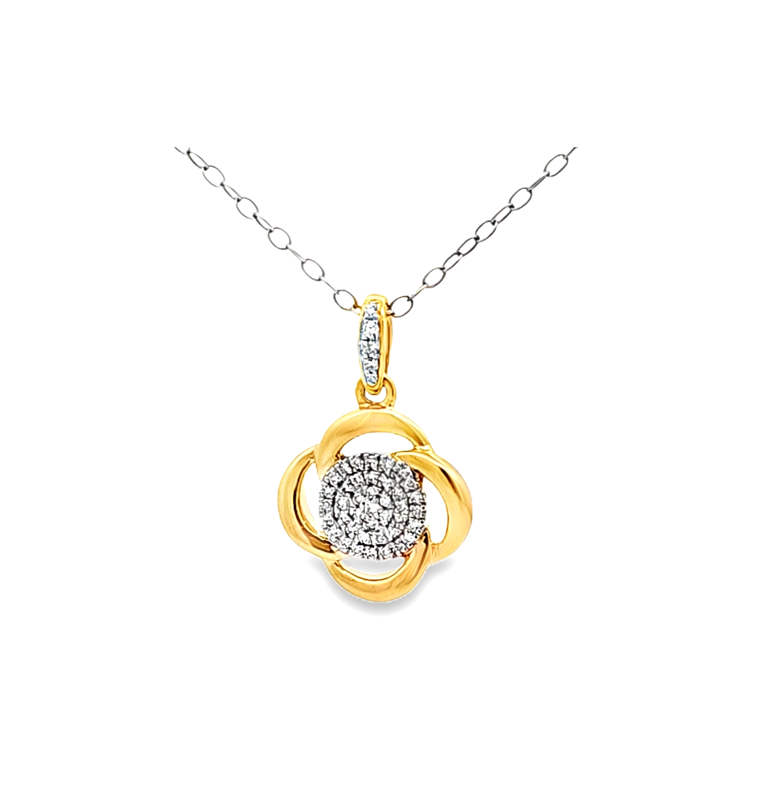 14K Yellow  Gold 0.12 ct Flower Diamond Pendant 51002285 | Shin Brothers**