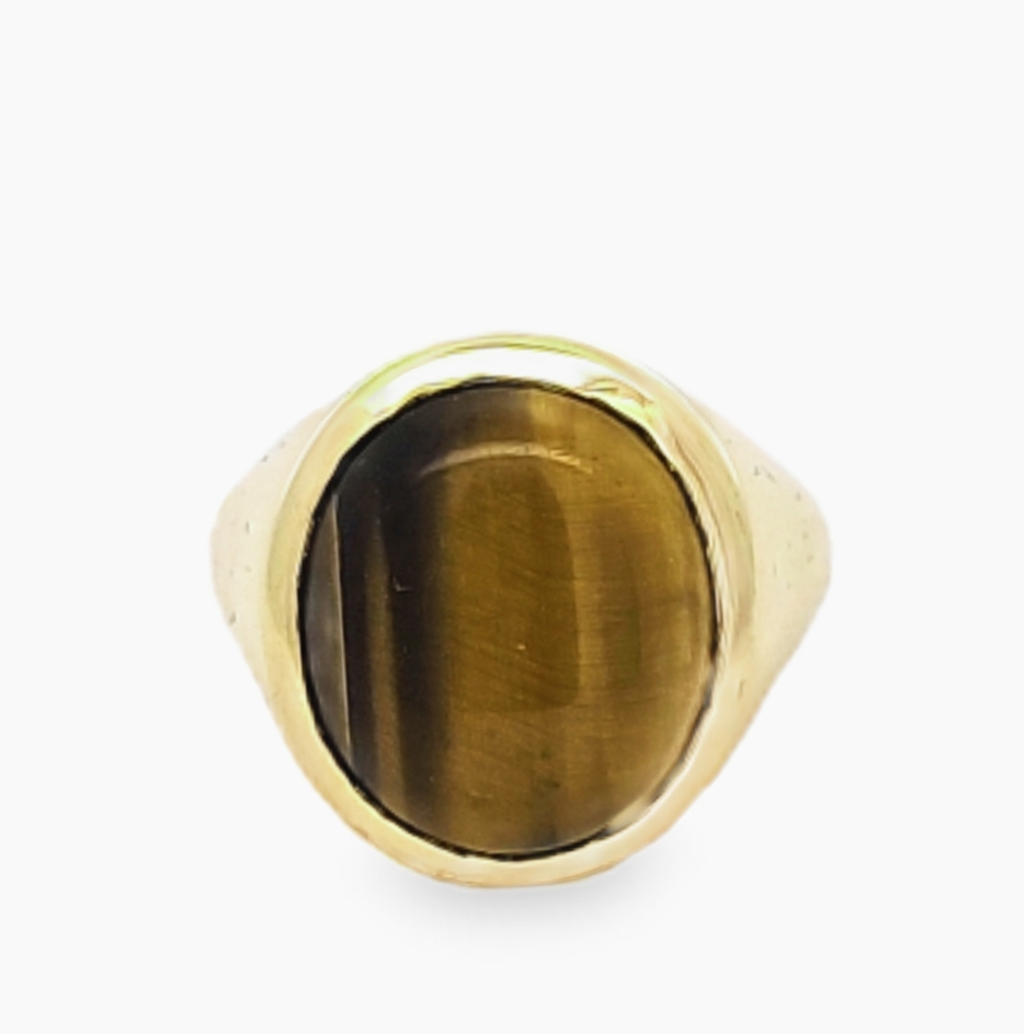 14K Yellow Gold Men's Tiger Eye Ring 12003350 | Shin Brothers