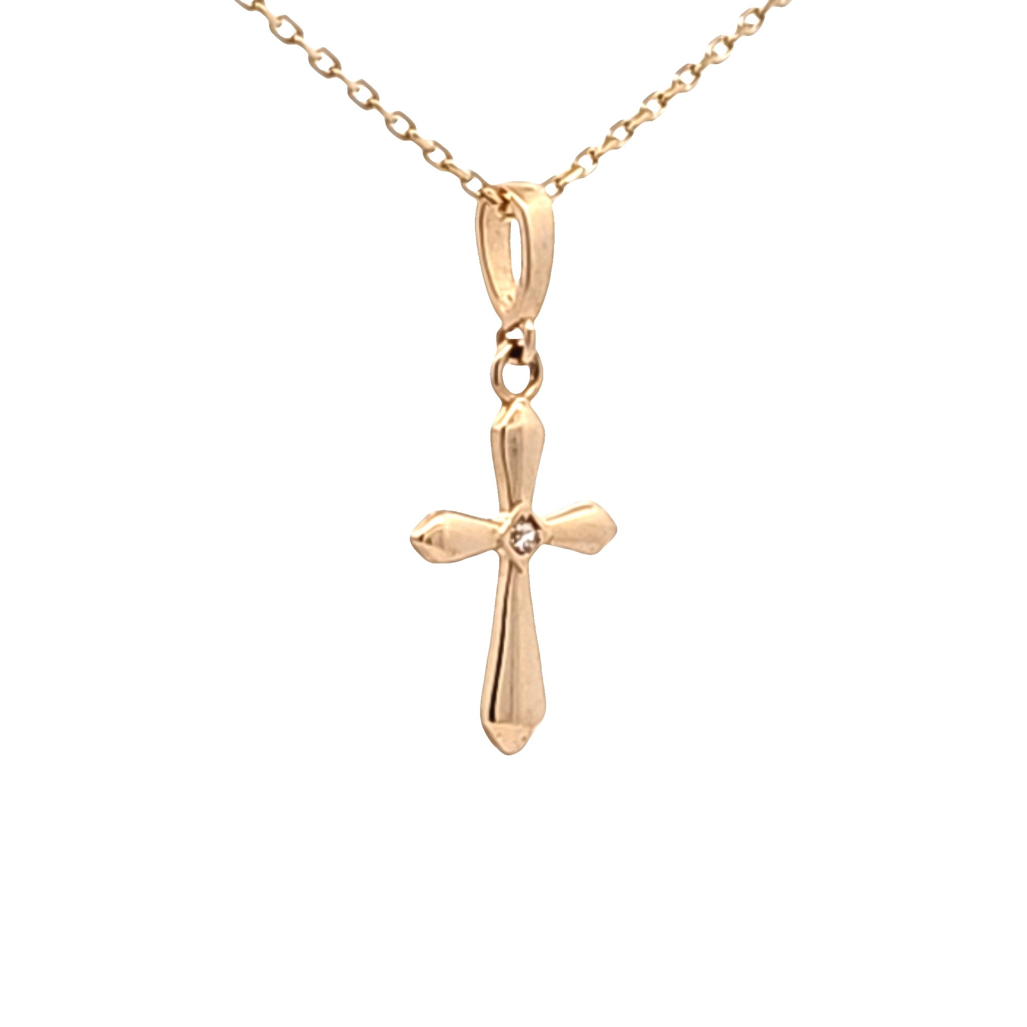 14K Yellow Gold Cross Pendant with 18" Chain | 32000827 Shin Brothers