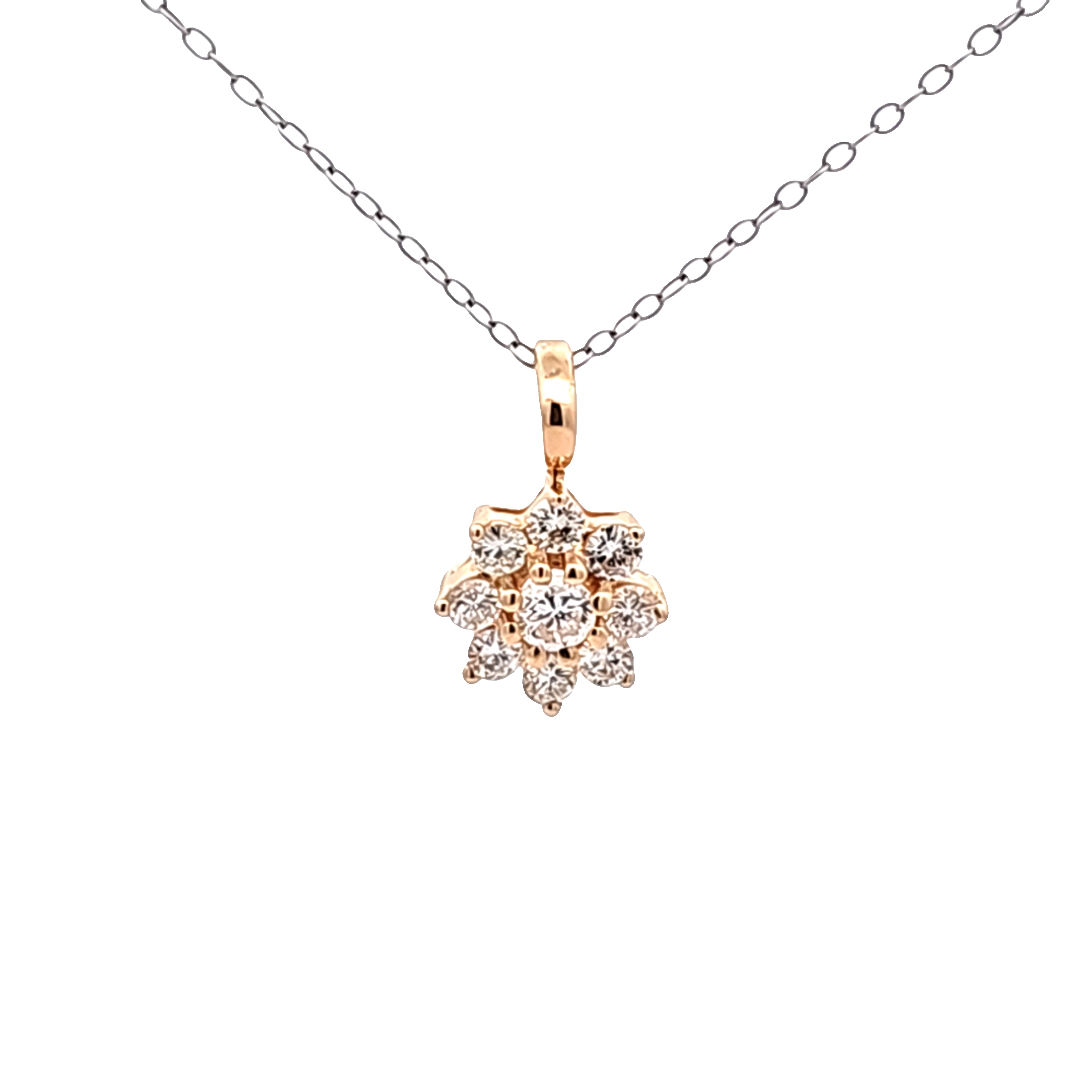  14K Yellow Gold Diamond Flower Pendant 51002291 | Shin Brothers 
