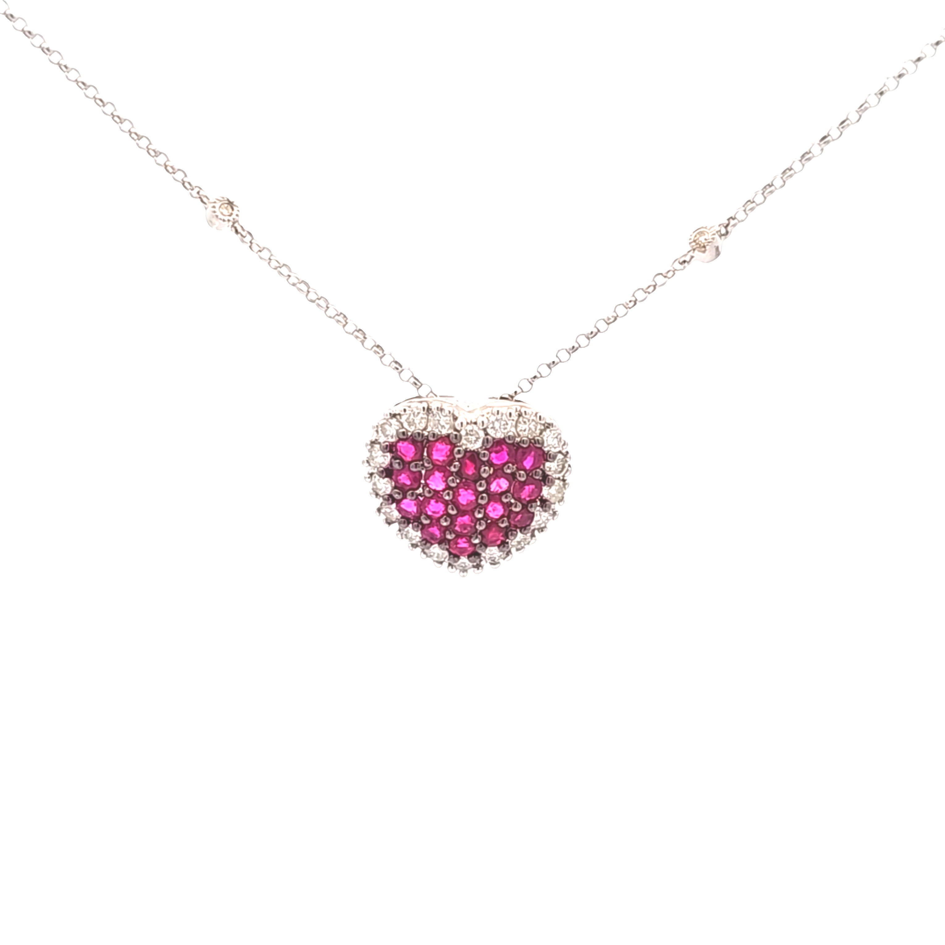 14K White Gold Diamond Ruby Heart Pendant 32000828 | Shin Brothers