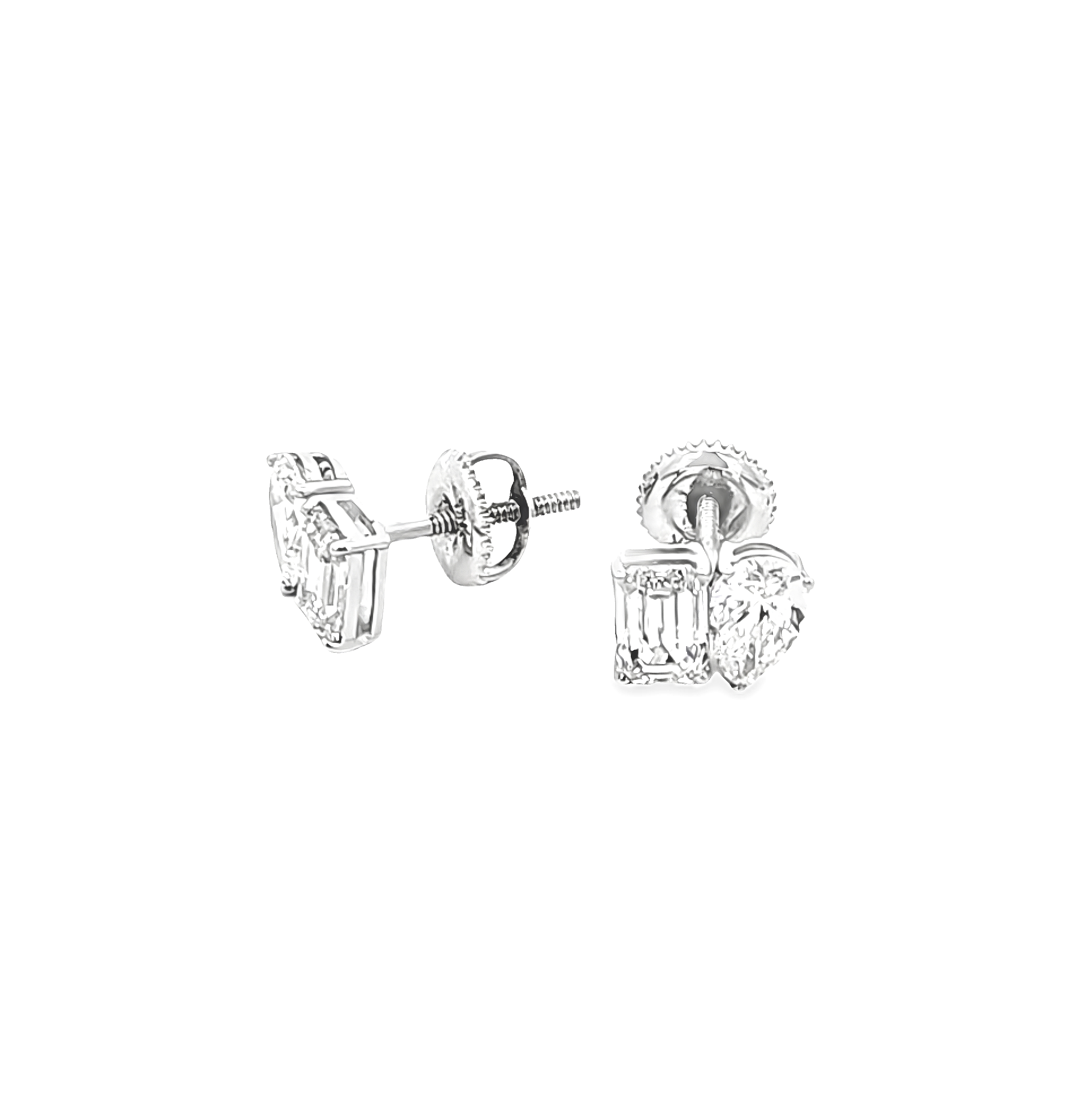  14K White Gold Lab Created Diamond 2.2 ct. Pear And Emerald Cut  Shape Stud Earrings 4410019 | Shin Brothers**