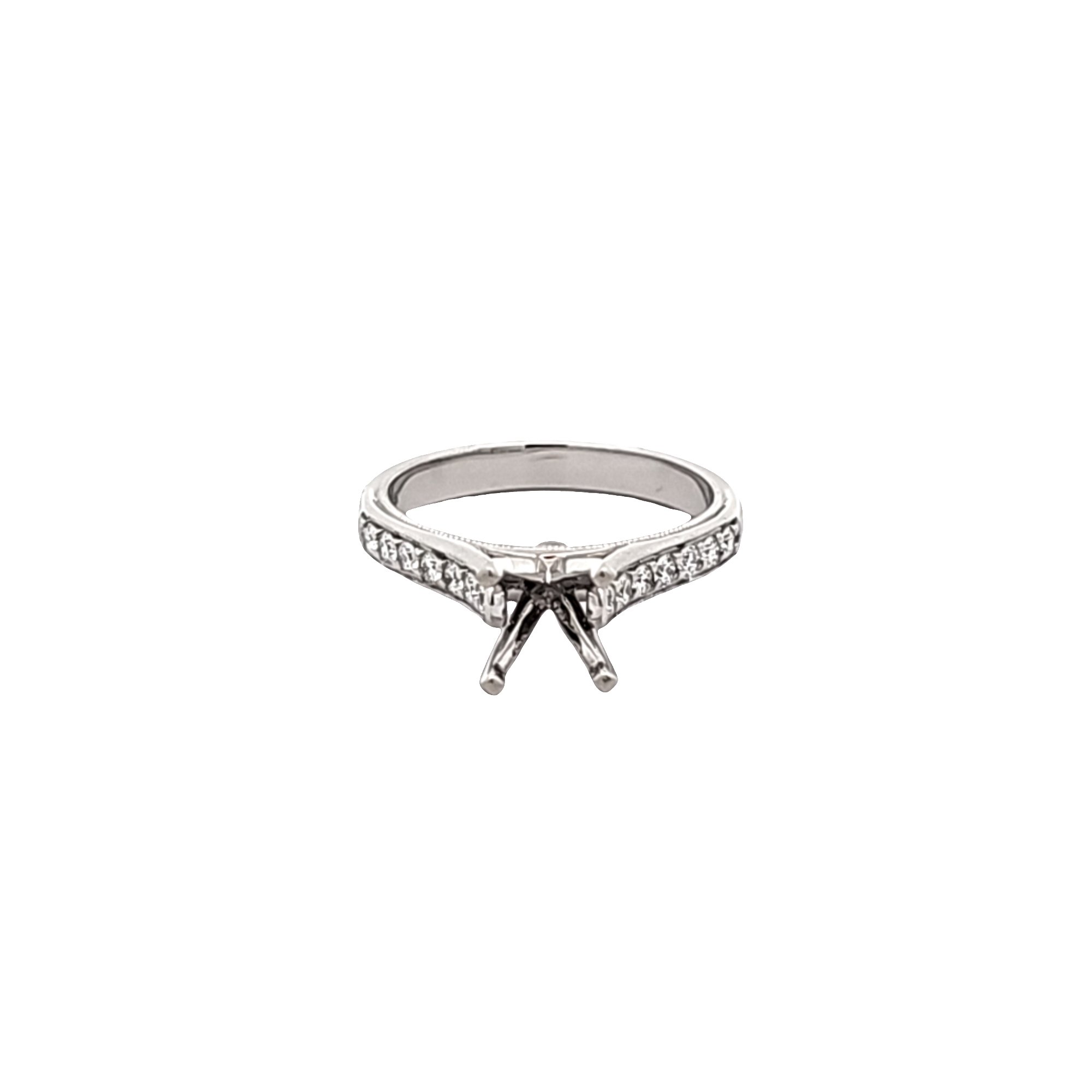 14K White Gold Diamond Engagement Ring Setting | Shin Brothers Jewelers Inc. 