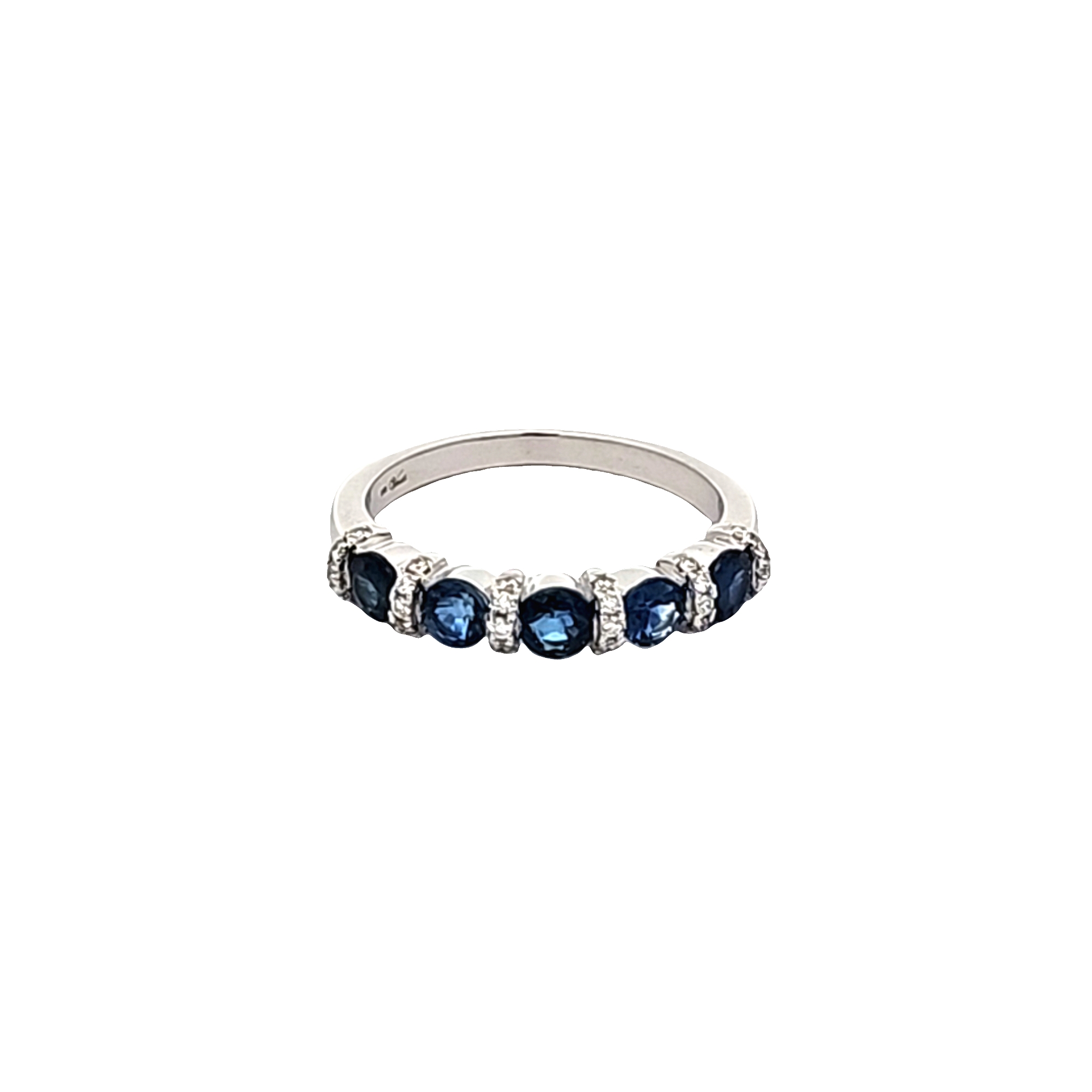 14K White Gold Sapphire and Diamond Band | Shin Brothers Jewelers Inc.