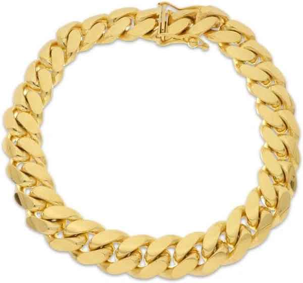 Yellow Gold Plated Silver 8.5" Miami Cuban Chain Bracelet 82011153 | Shin Brothers Yellow Gold Plated Silver 8.5" Miami Cuban Chain Bracelet 82011153 | Shin Brothers