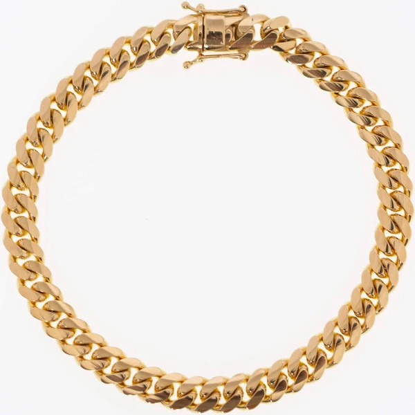 Yellow Gold Plated Silver 8.25" Miami Cuban Chain Bracelet 82011155 | Shin Brothers Yellow Gold Plated Silver 8.25" Miami Cuban Chain Bracelet 82011155 | Shin Brothers