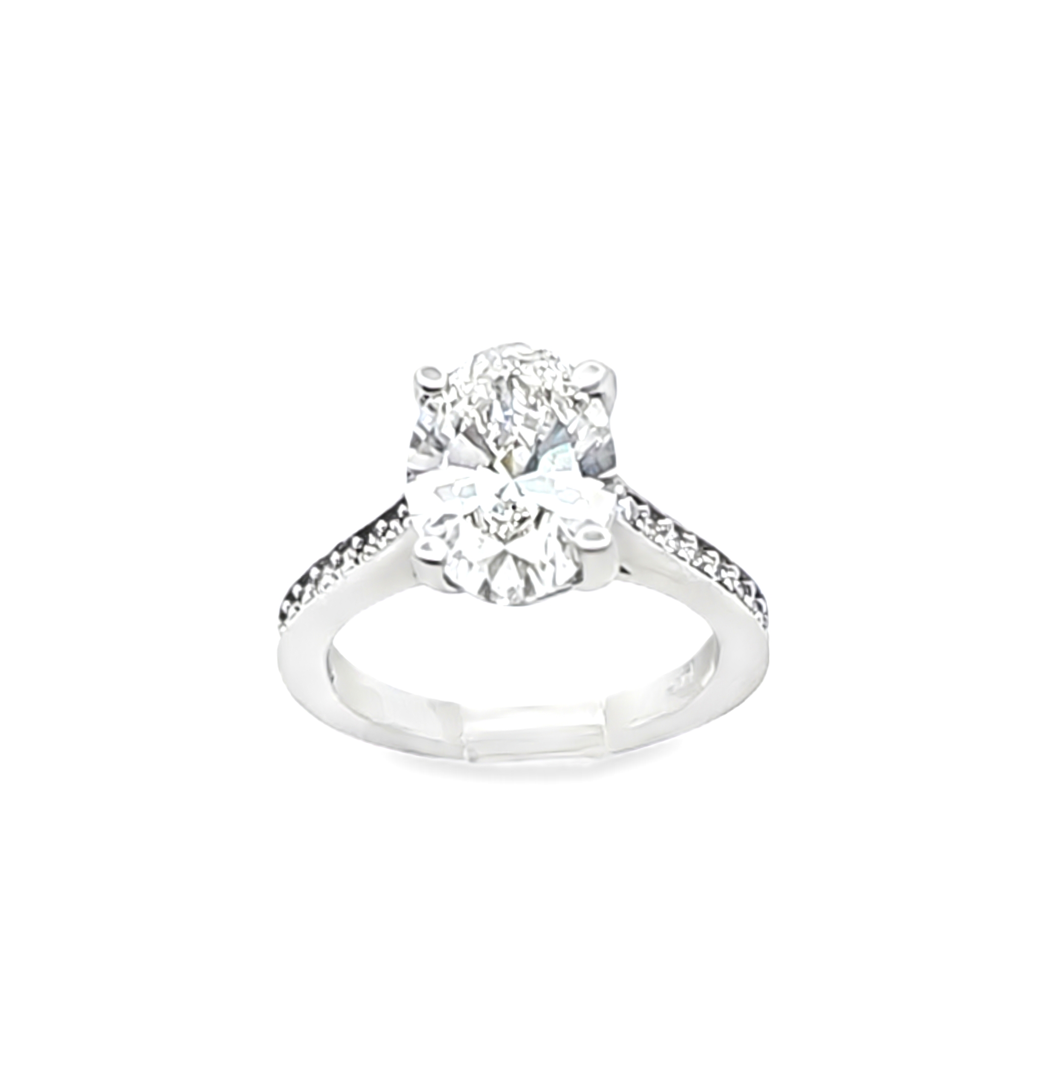 14K White Gold Lab Grown Oval Diamond 3.04 ct  Engagement Ring 11005868 | Shin Brothers**