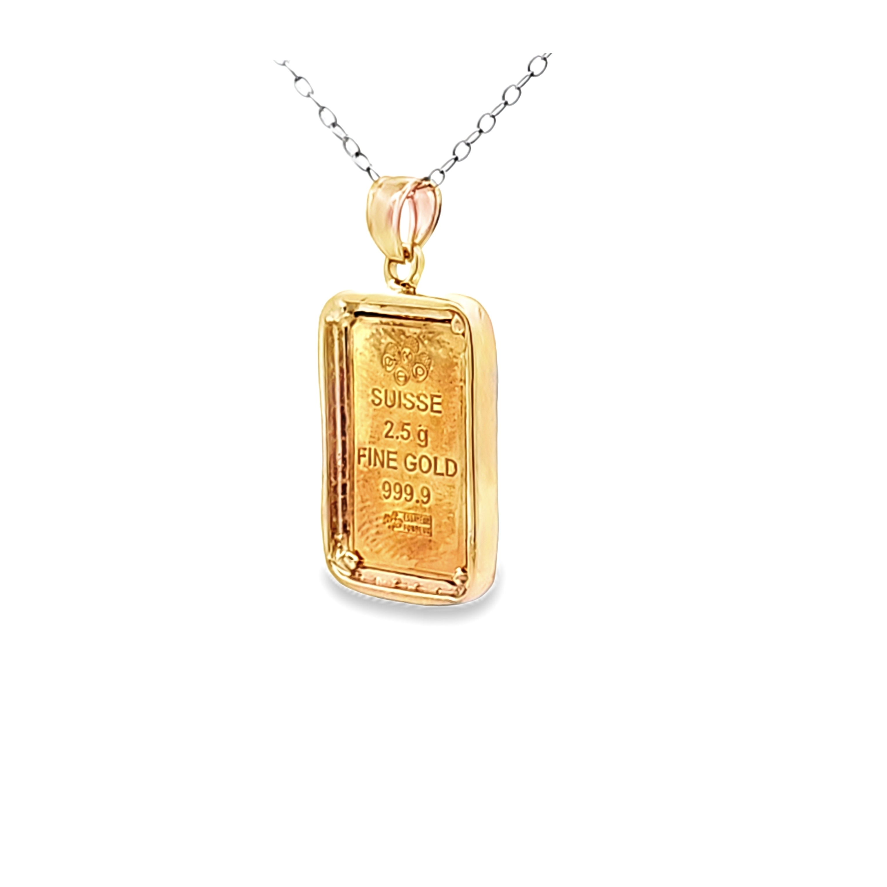 24K Gold Swiss Credit With 14k Yellow Gold Holder Diamond Charm 51002293 | Shin Brothers