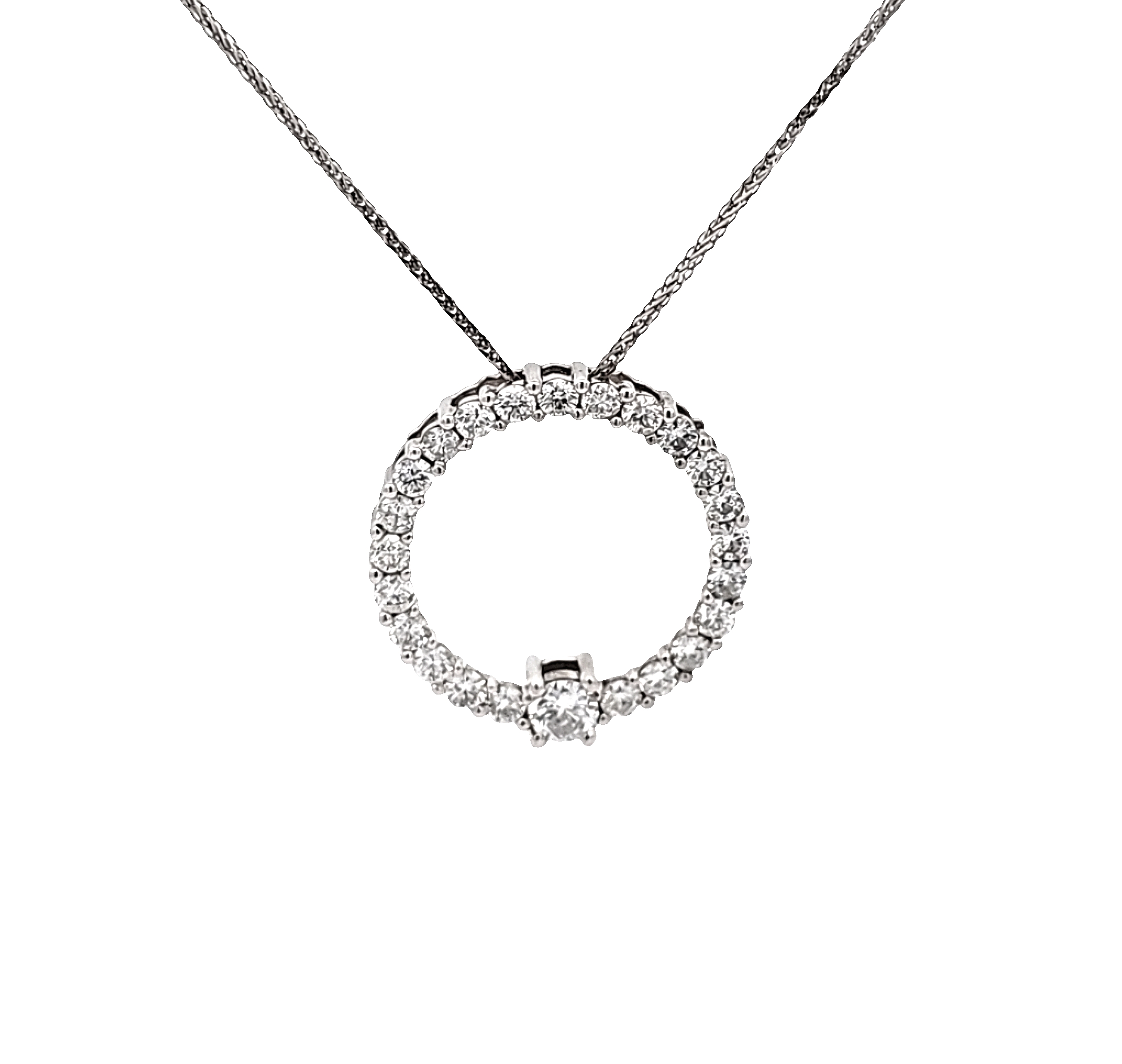 14K White Gold 1.65 Carat Diamond Necklace 18" Chain 31001333 | Shin Brothers 