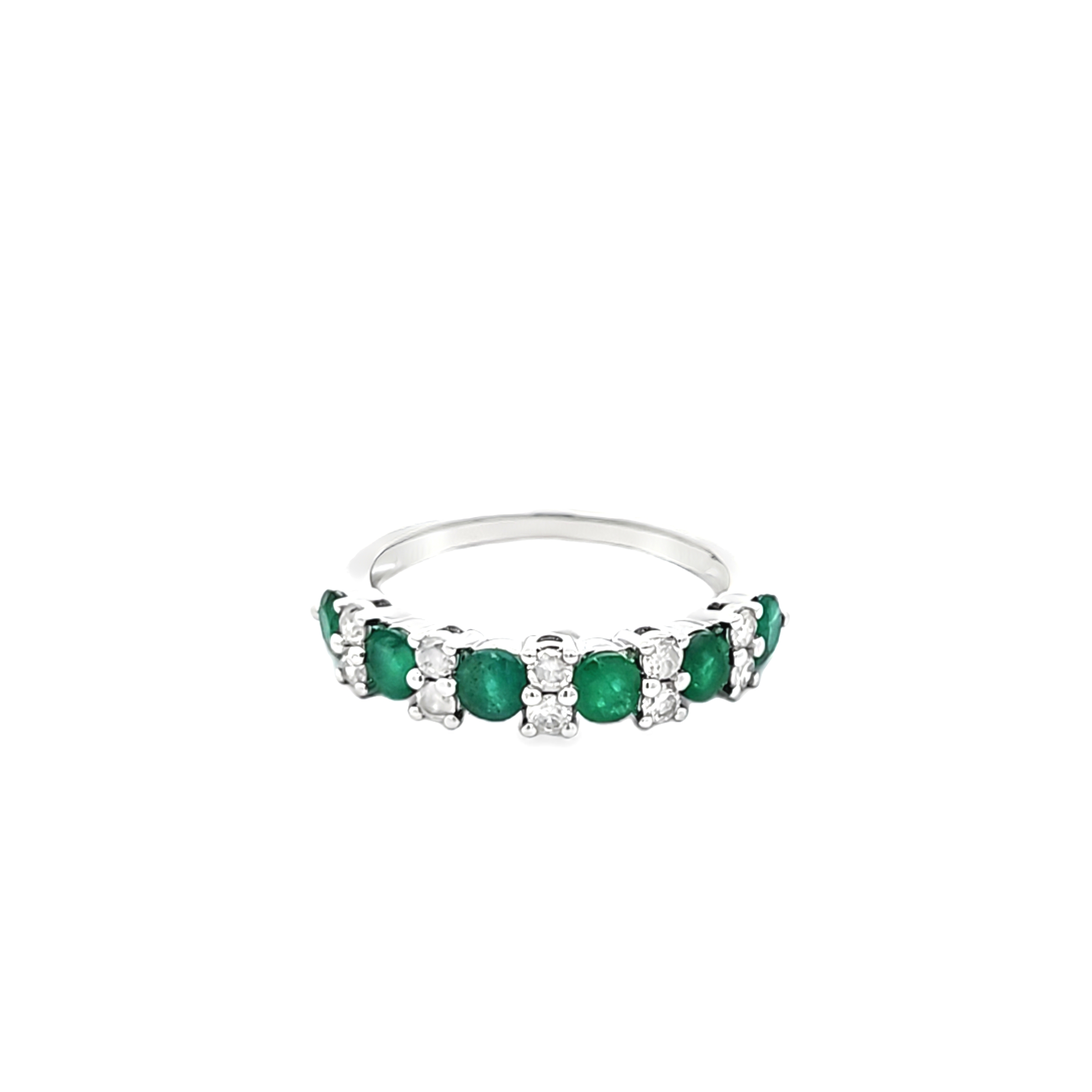 14K White Gold Emerald Diamond Band Ring 12003372 | Shin Brothers