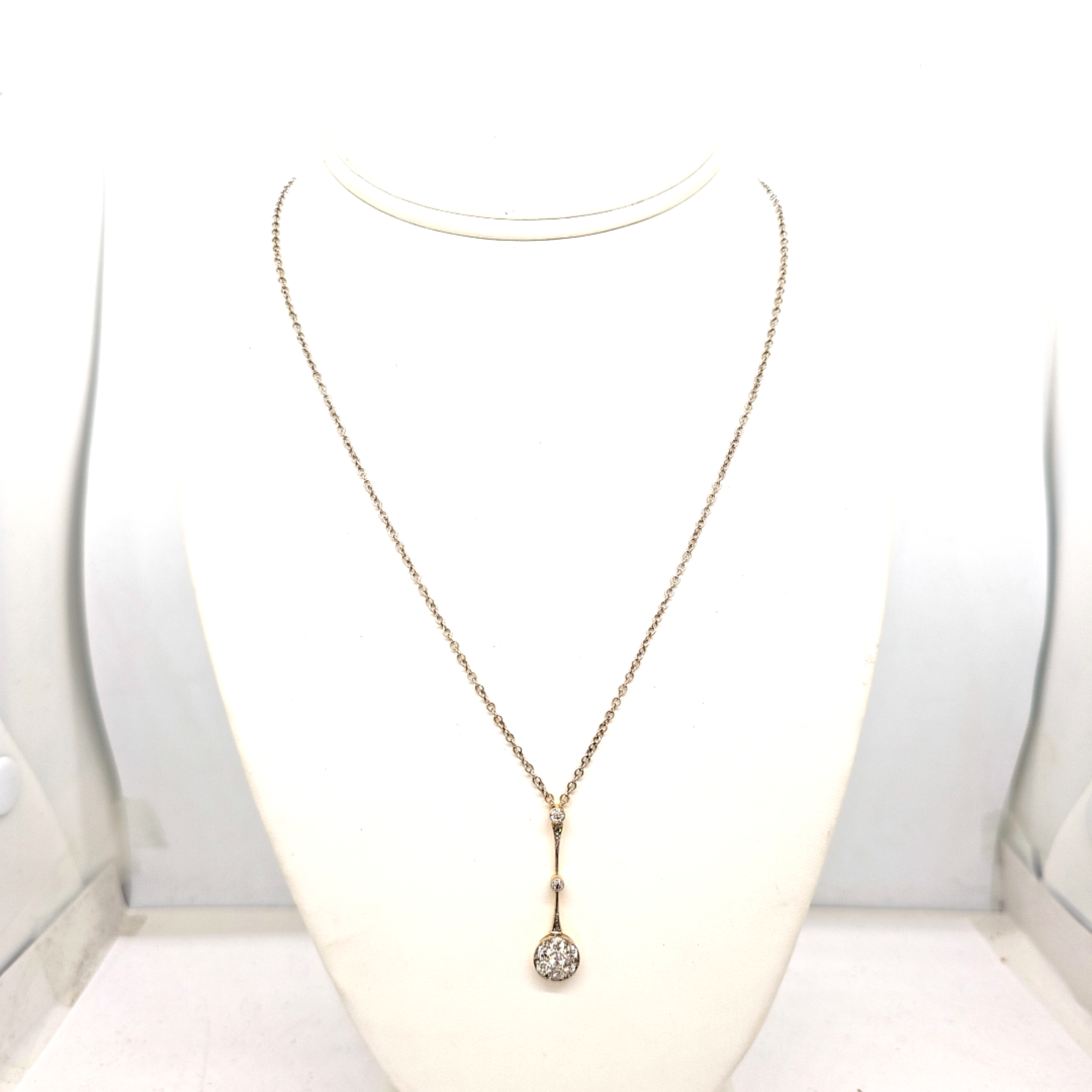 14K Two Toned Diamond Antique Old Miner Cut Necklace 31001337 | Shin Brothers