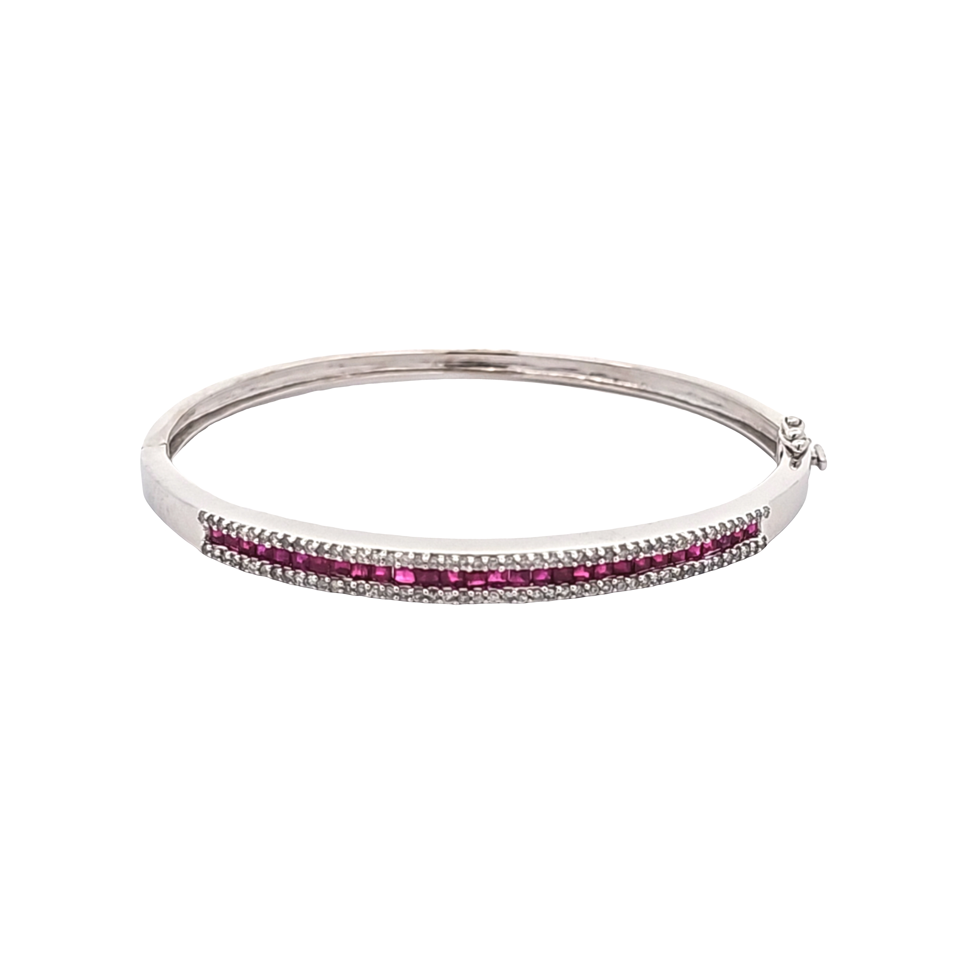 14K White Gold Ruby Diamond Bangle 23100017 | Shin Brothers