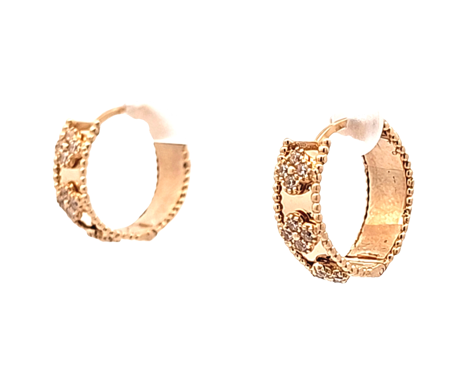 14K Yellow Gold CZ Huggie Earrings 40003421 | Shin Brothers