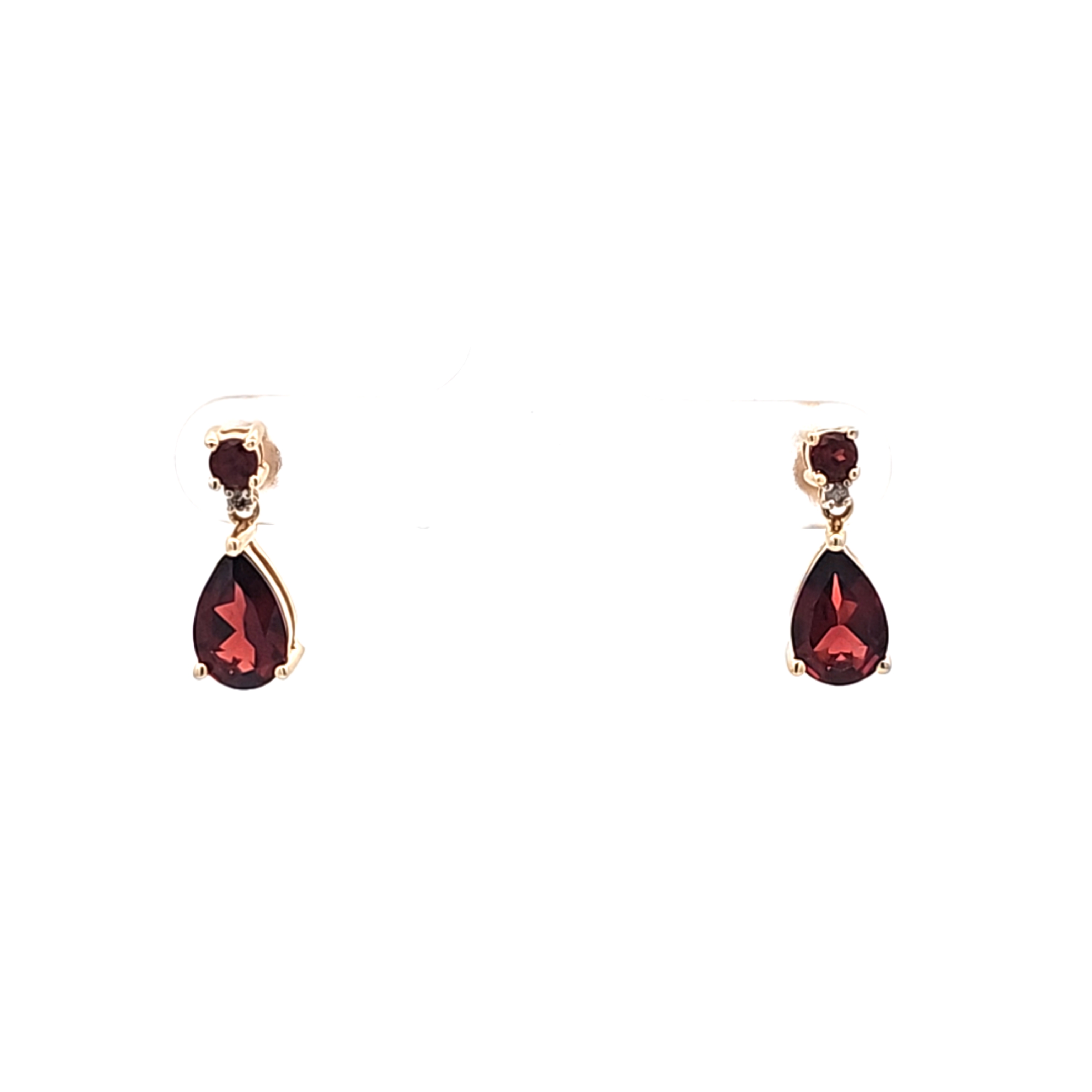 14K Yellow Gold Teardrop Garnet Diamond Earrings 42003613 | Shin Brothers