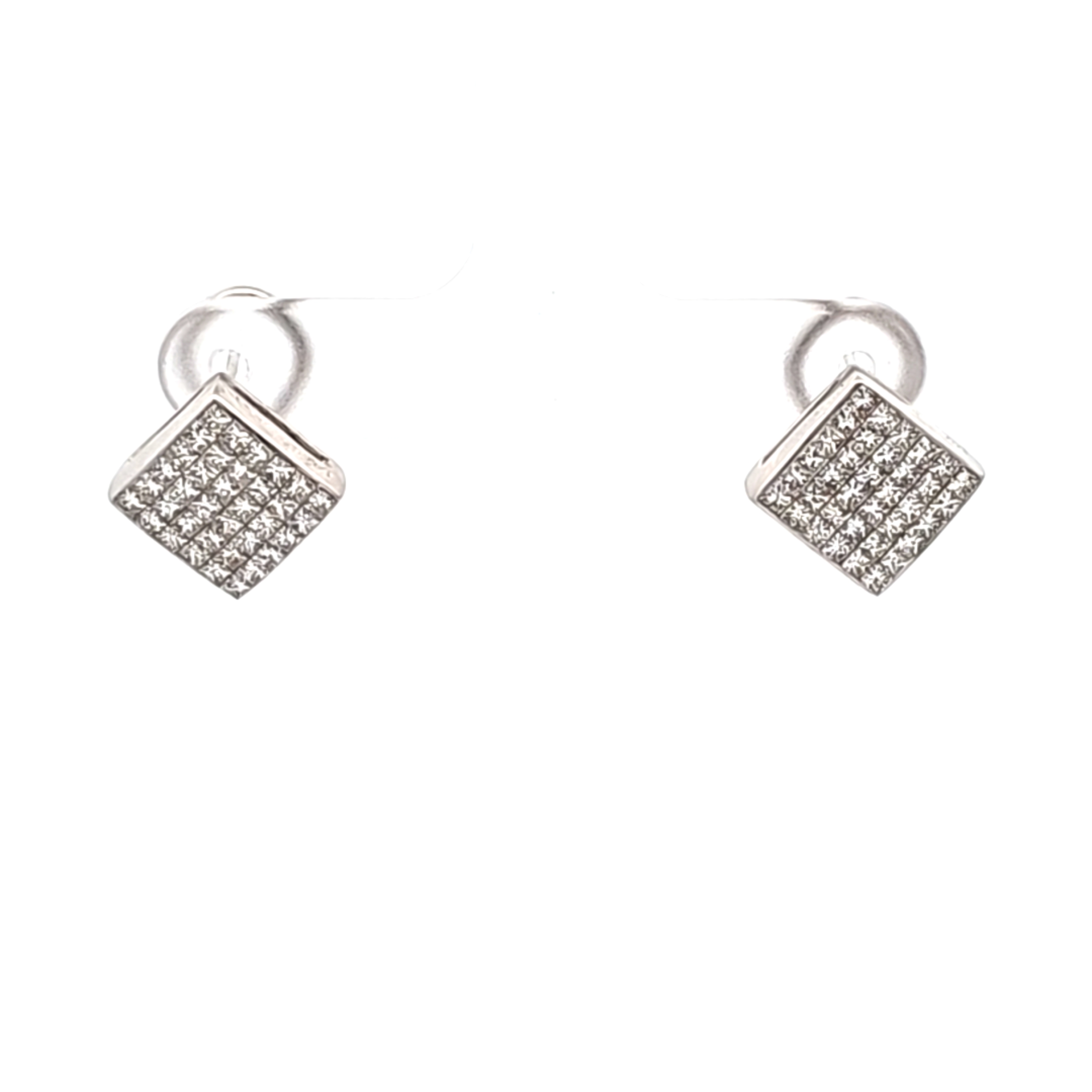 14K White Gold Princess-Cut Diamond Omega Back Earrings 41002930 | Shin Brothers