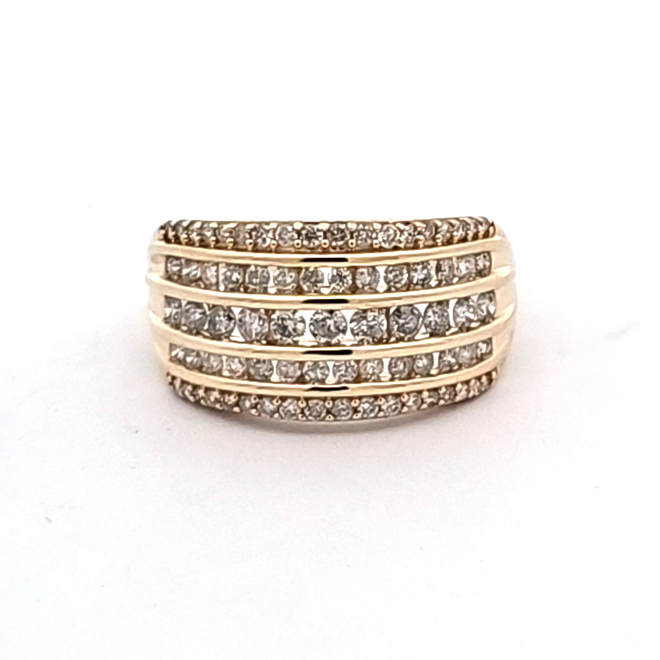 10K Yellow Gold 5 Row Diamond Band 19000289 | Shin Brothers