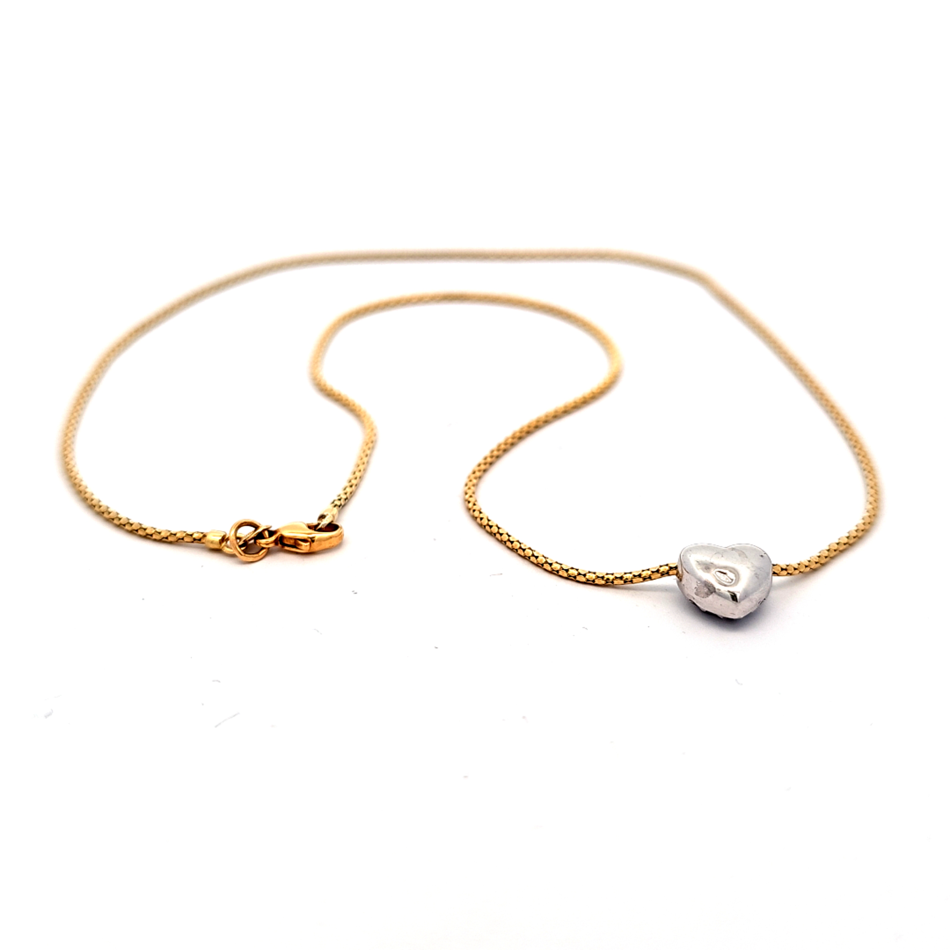 18k Yellow Gold 20" Chain with 18k White Gold Pave Diamond Heart Pendant 31001338 | Shin Brothers