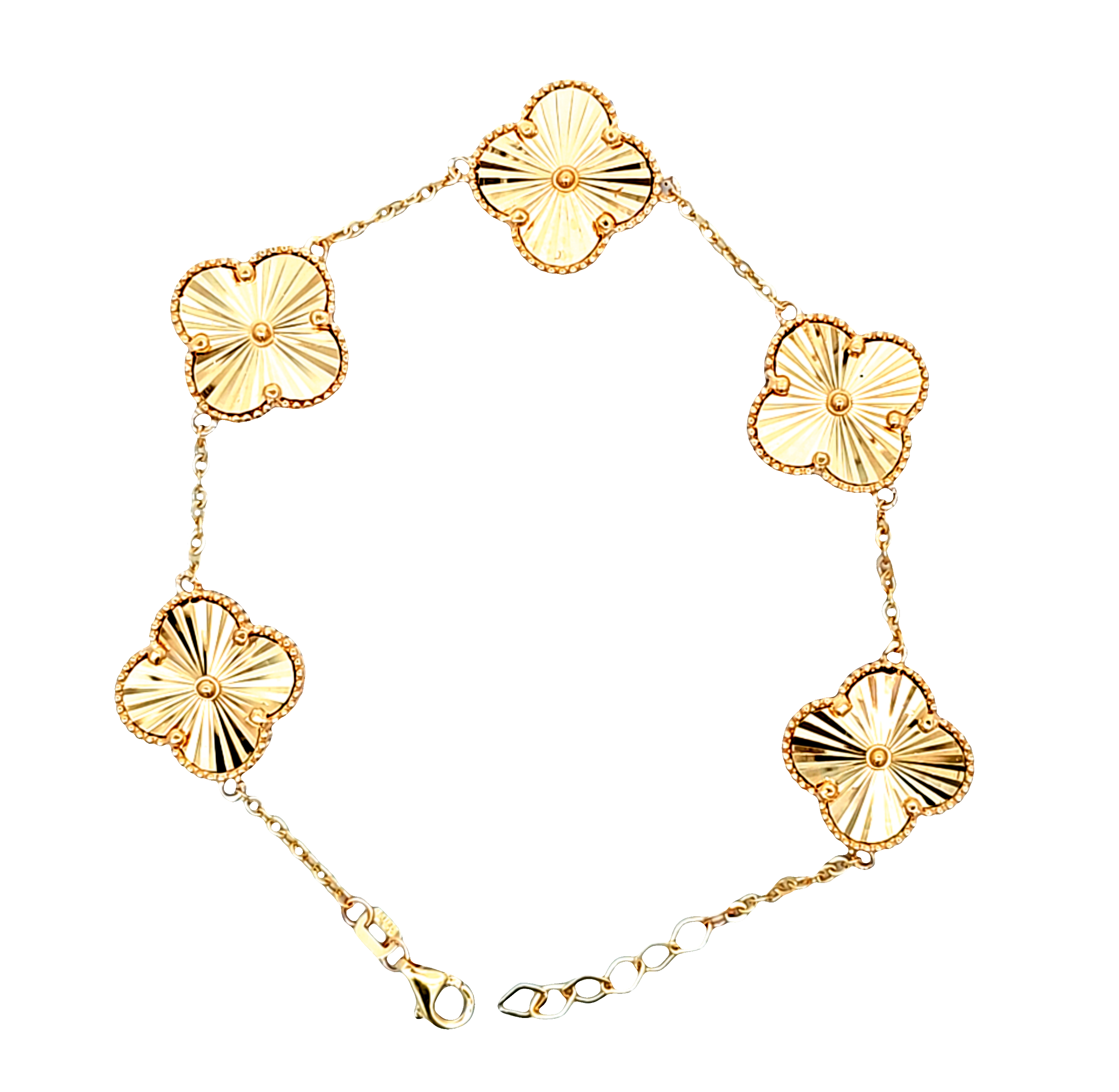 14K Yellow Gold Diamond-Cut 7.5-8" Adjustable Clover Bracelet 20002313 | Shin Brothers