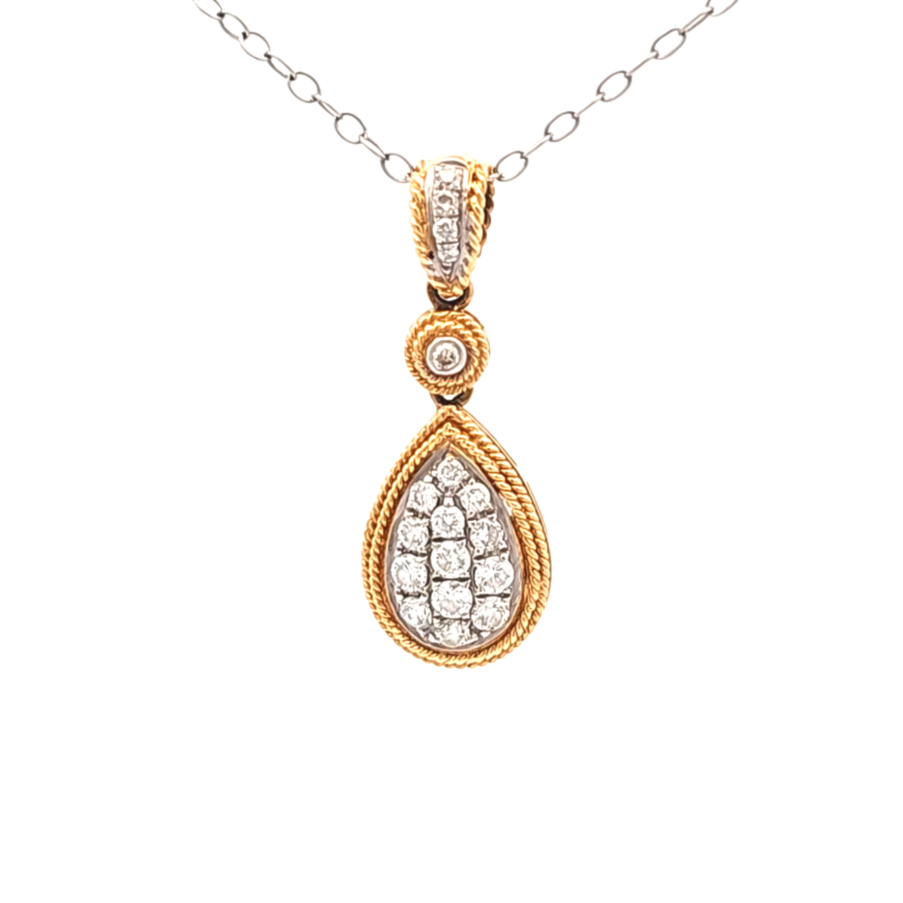18K Yellow Gold Diamond Teardrop Pendant 51002297 | Shin Brothers