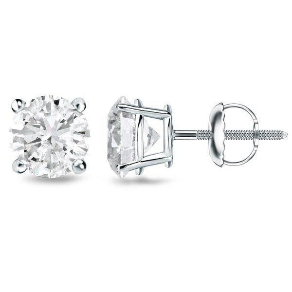 14K White Gold Lab Created Diamond Screwback Stud Earrings 41410044 | Shin Brothers