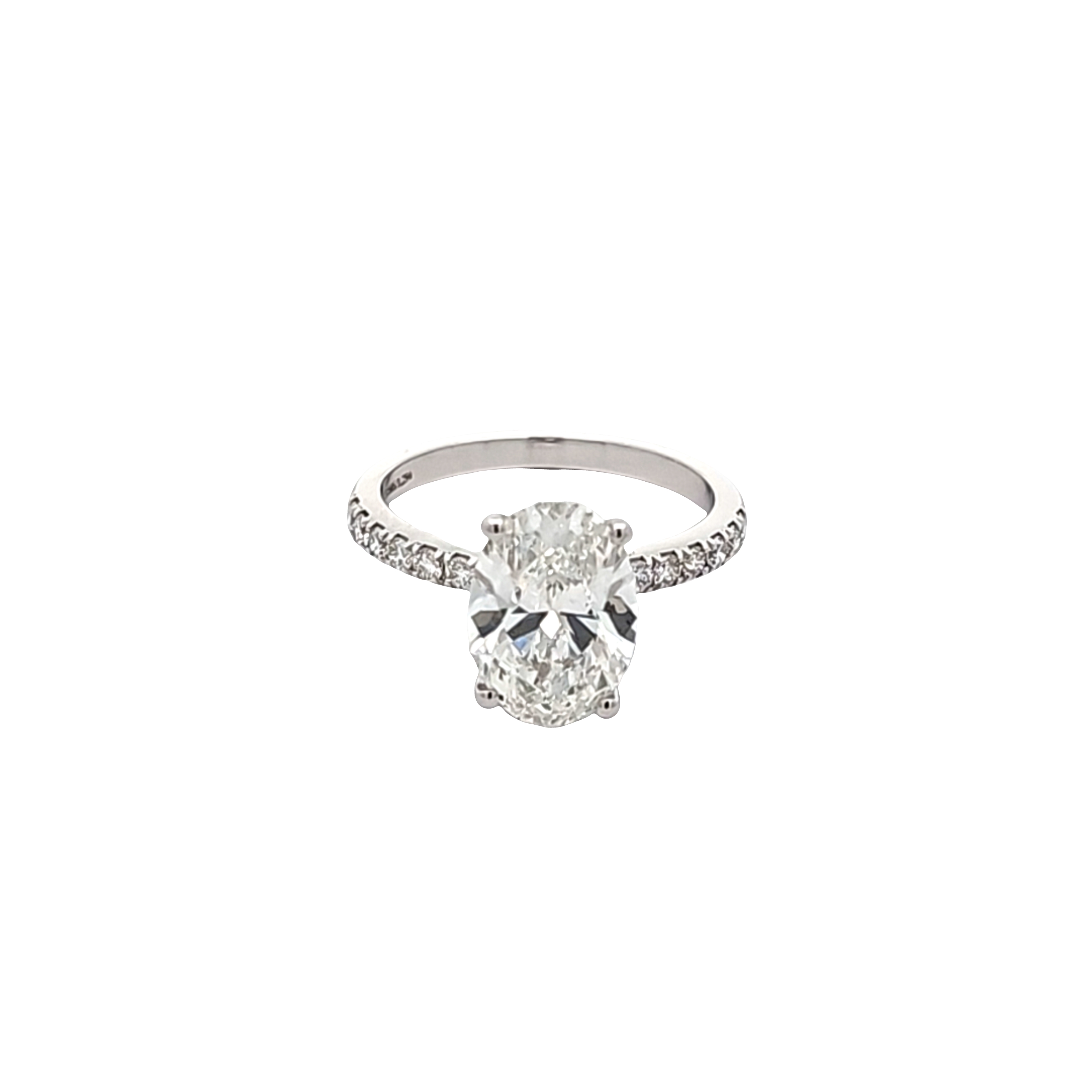 14K White Gold Lab-Created 3.01ct Oval Diamond Engagement Ring | Shin Brothers Jewelers Inc.
