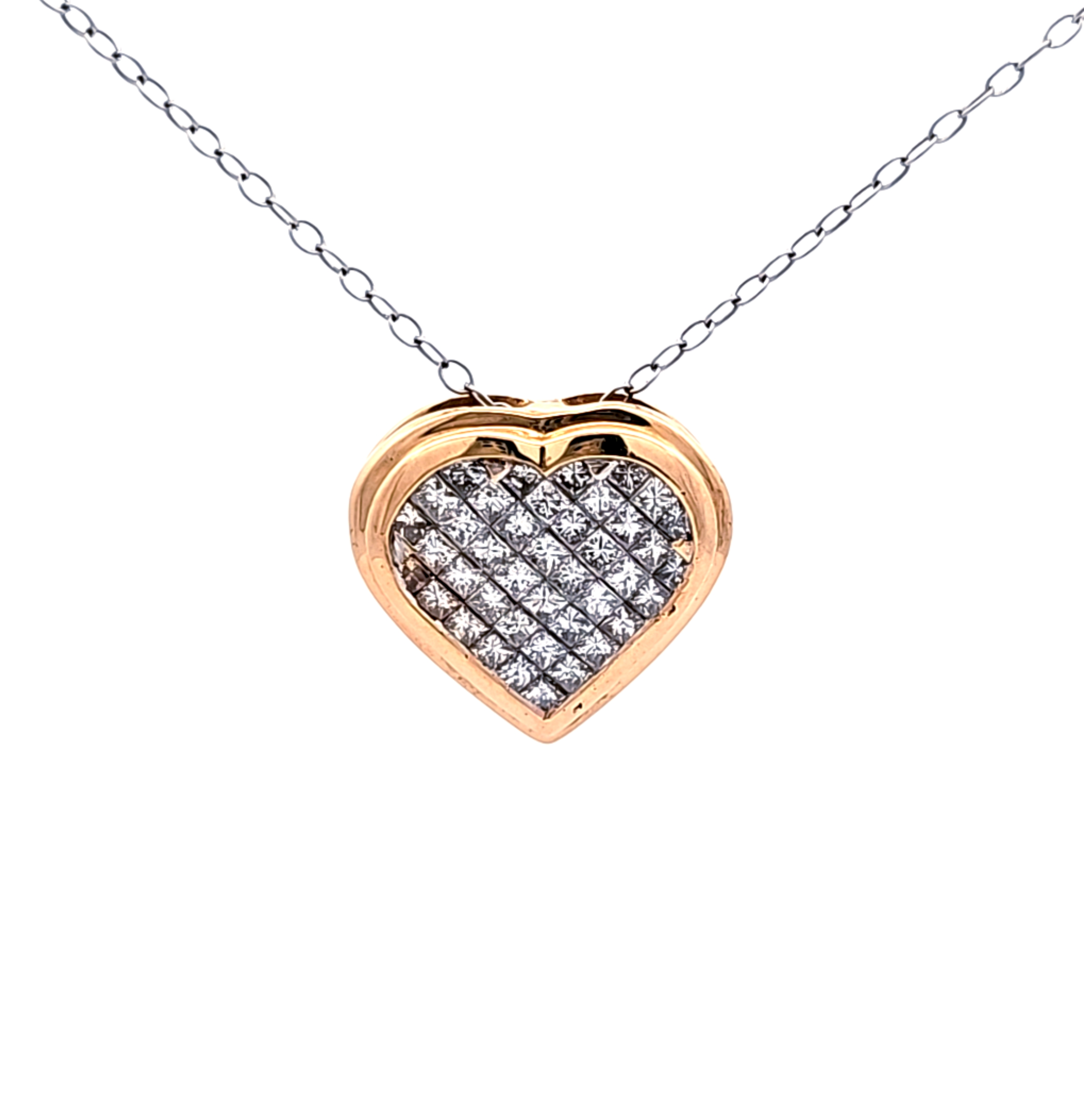 18K Yellow Gold Pave Diamond Heart Pendant 51002310 | Shin Brothers

