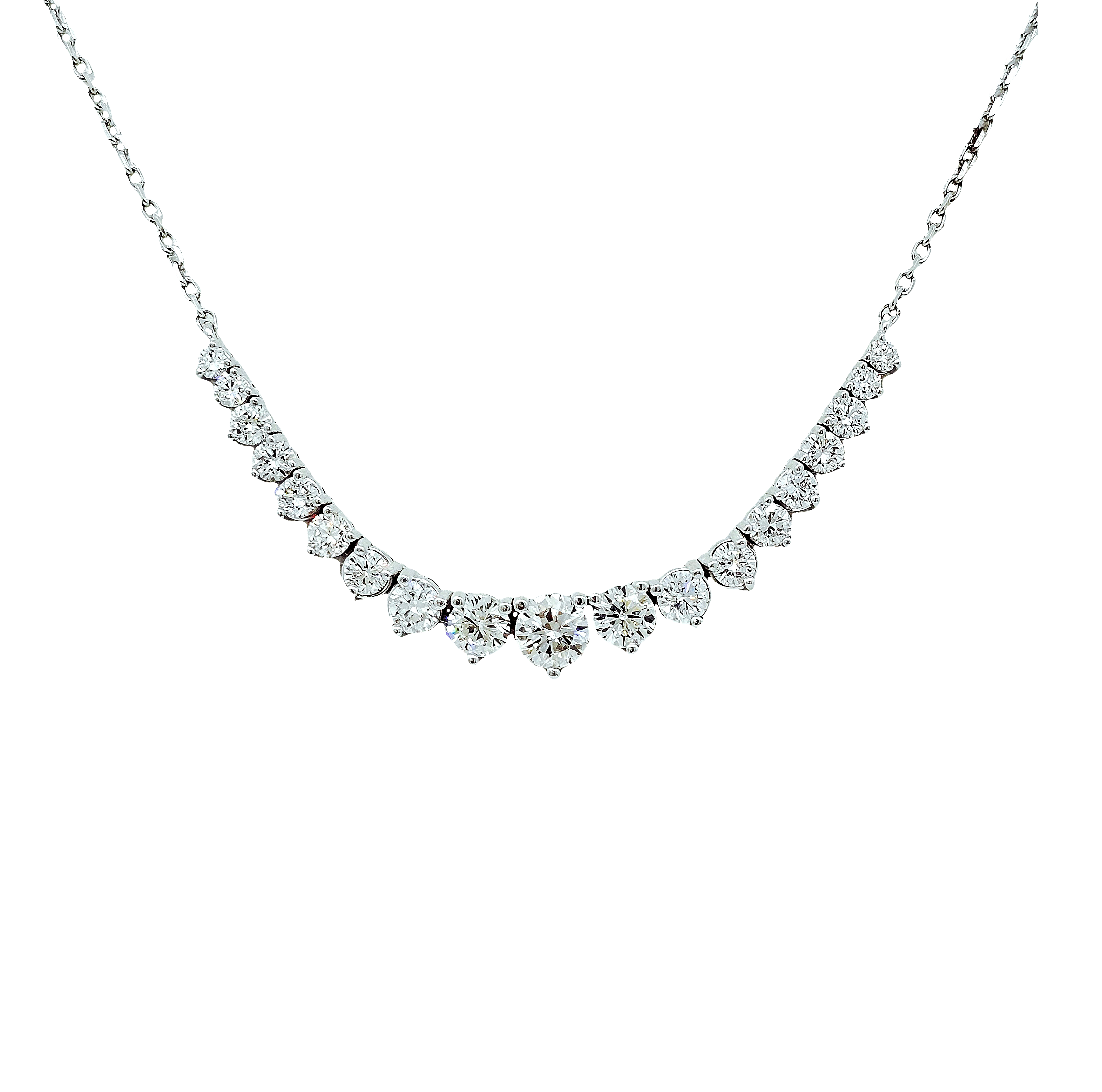 14K White Gold 1.74 Carat Lab Created Graduated Diamond Necklace 31410011 | Shin Brothers