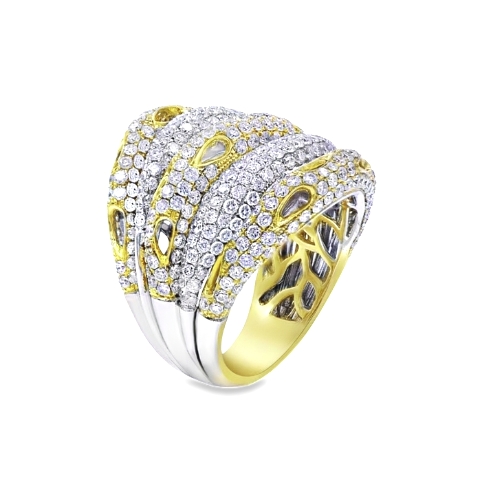 18K Two Toned Gold Diamond Statement Ring RC666A | Shin Brothers