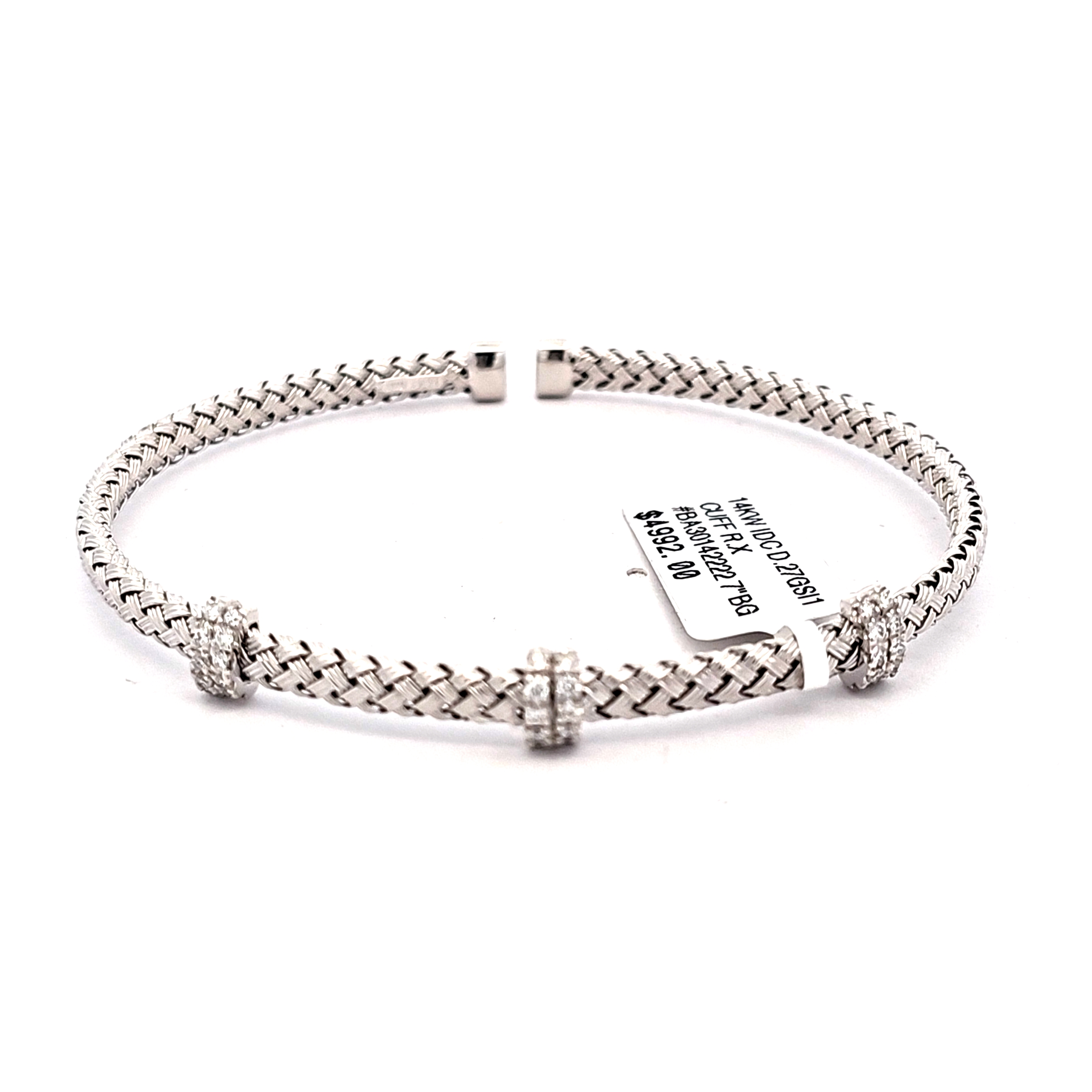 14K White Gold Flexible Diamond Bangle 21001025 | Shin Brothers*