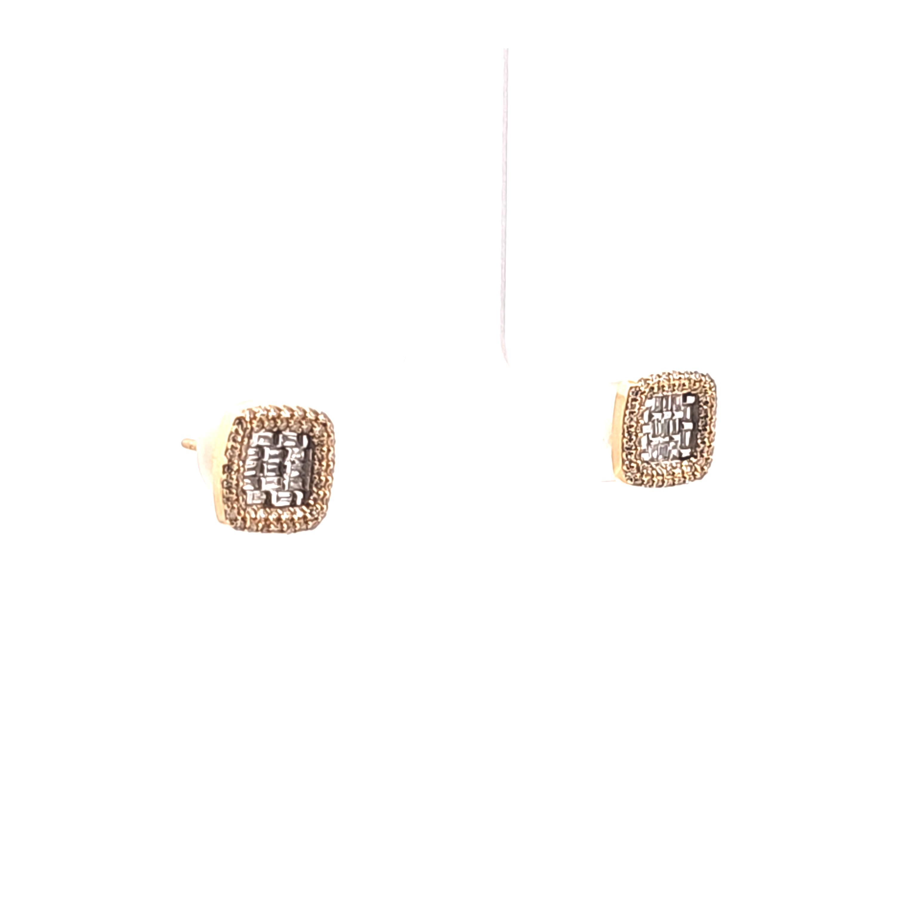 14K Yellow Gold Diamond Square Stud Earrings 41002956 | Shin Brothers