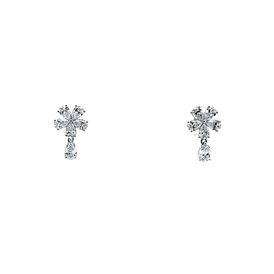 14K White Gold Lab Diamond Flower Earrings 41410052