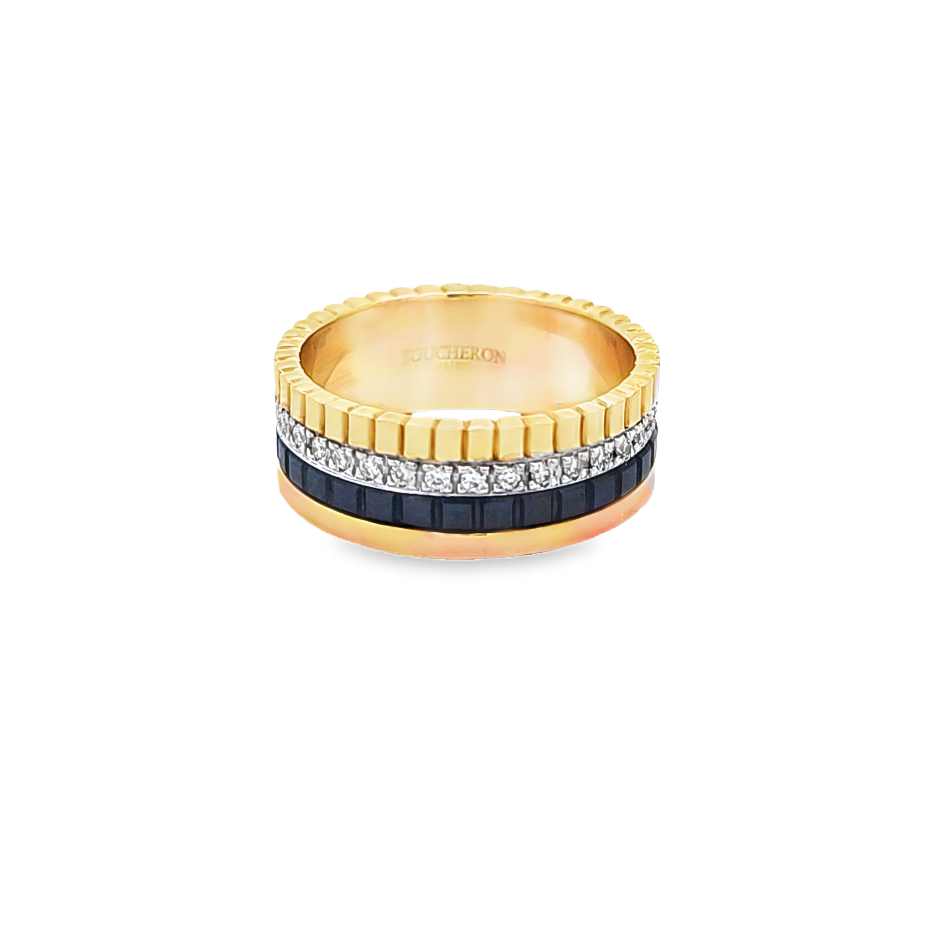 14K Yellow Gold Quad Channel Sapphire Diamond Ring 12003381 | Shin Brothers