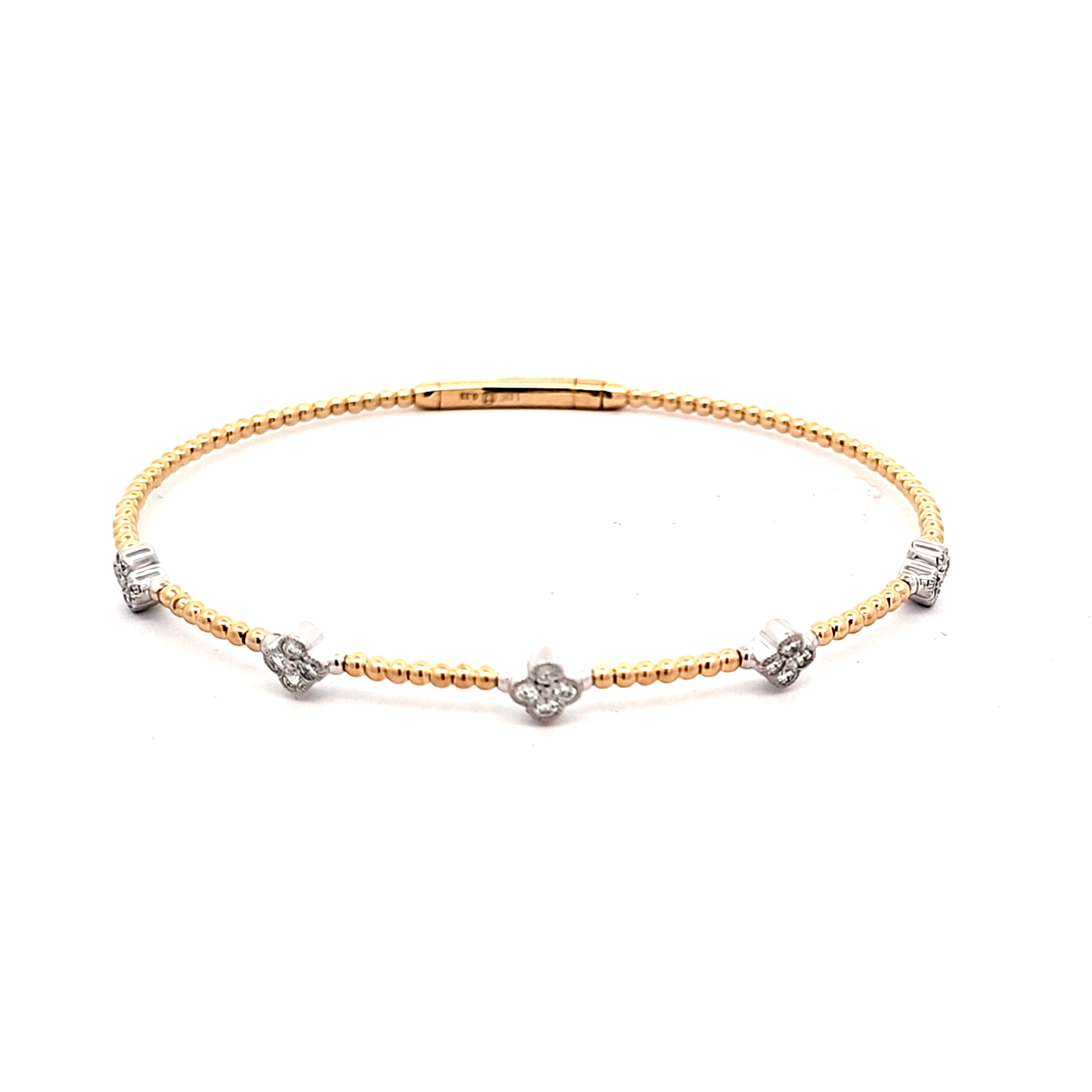 14K Two Tone Gold Fancy Clover Diamond Bracelet 21001043 | Shin Brothers