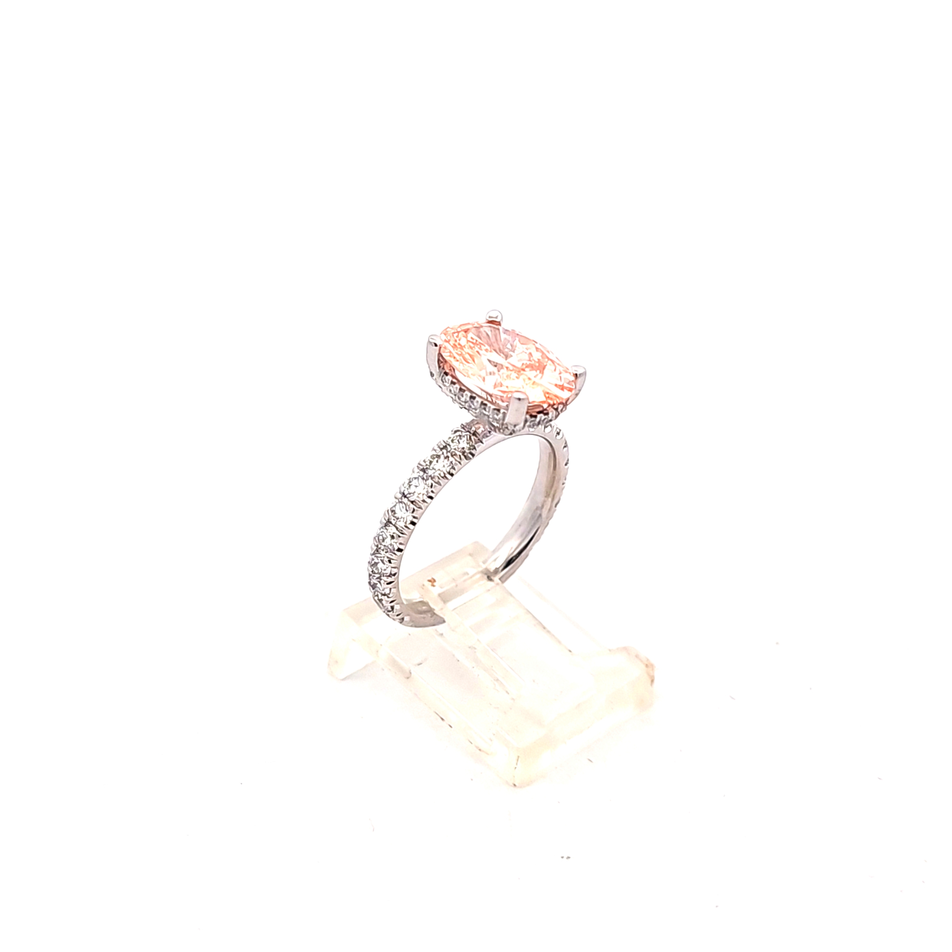14K White Gold Vivid Pink Oval Lab Diamond Engagement Ring 11410056 | Shin Brothers