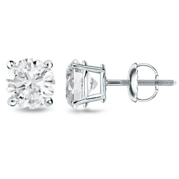 14K White Gold 3.06 CT Lab Created Diamond Screw back Stud Earrings 41410076 | Shin Brothers*
