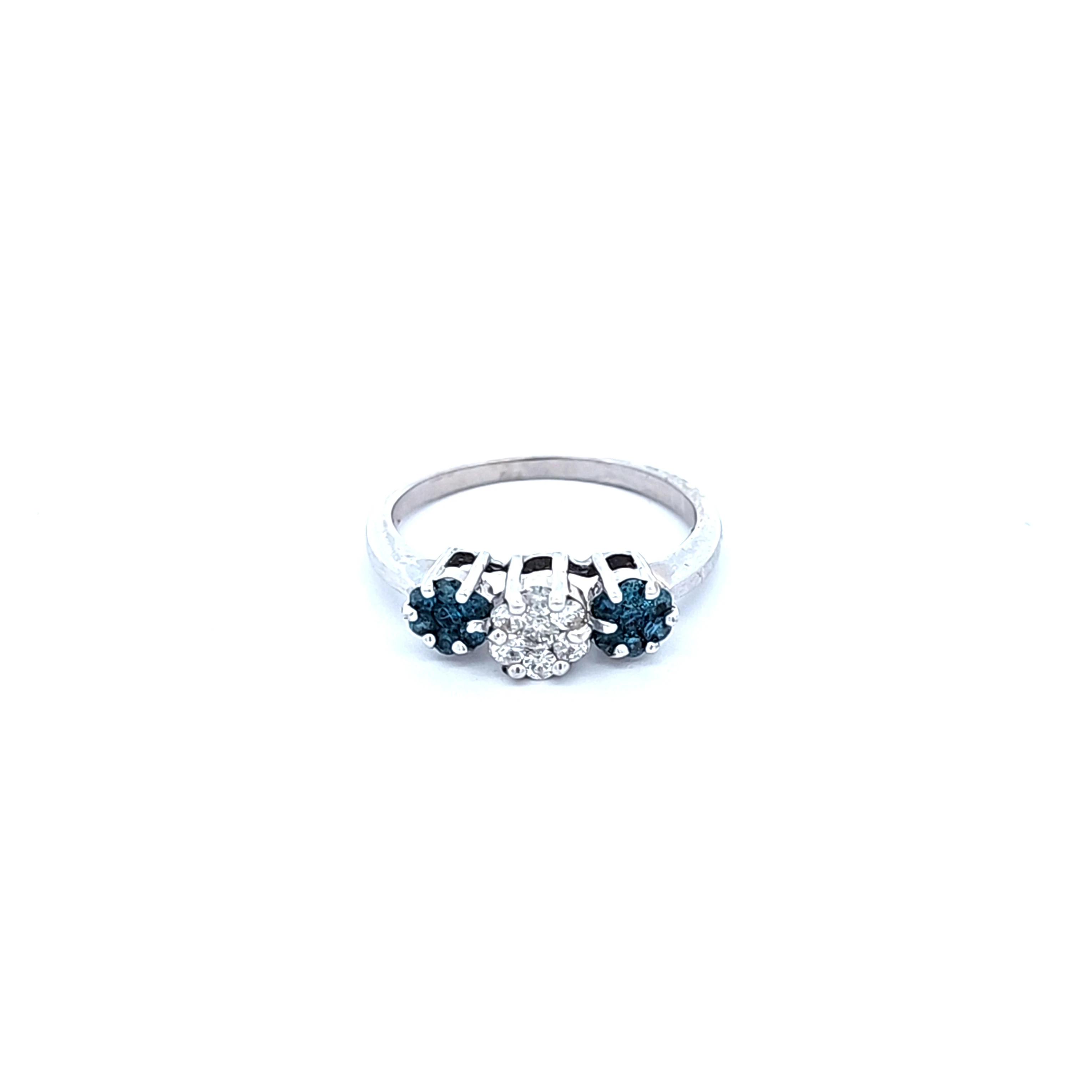 14K White Gold Blue Diamond Ring 11007544 | Shin Brothers* 