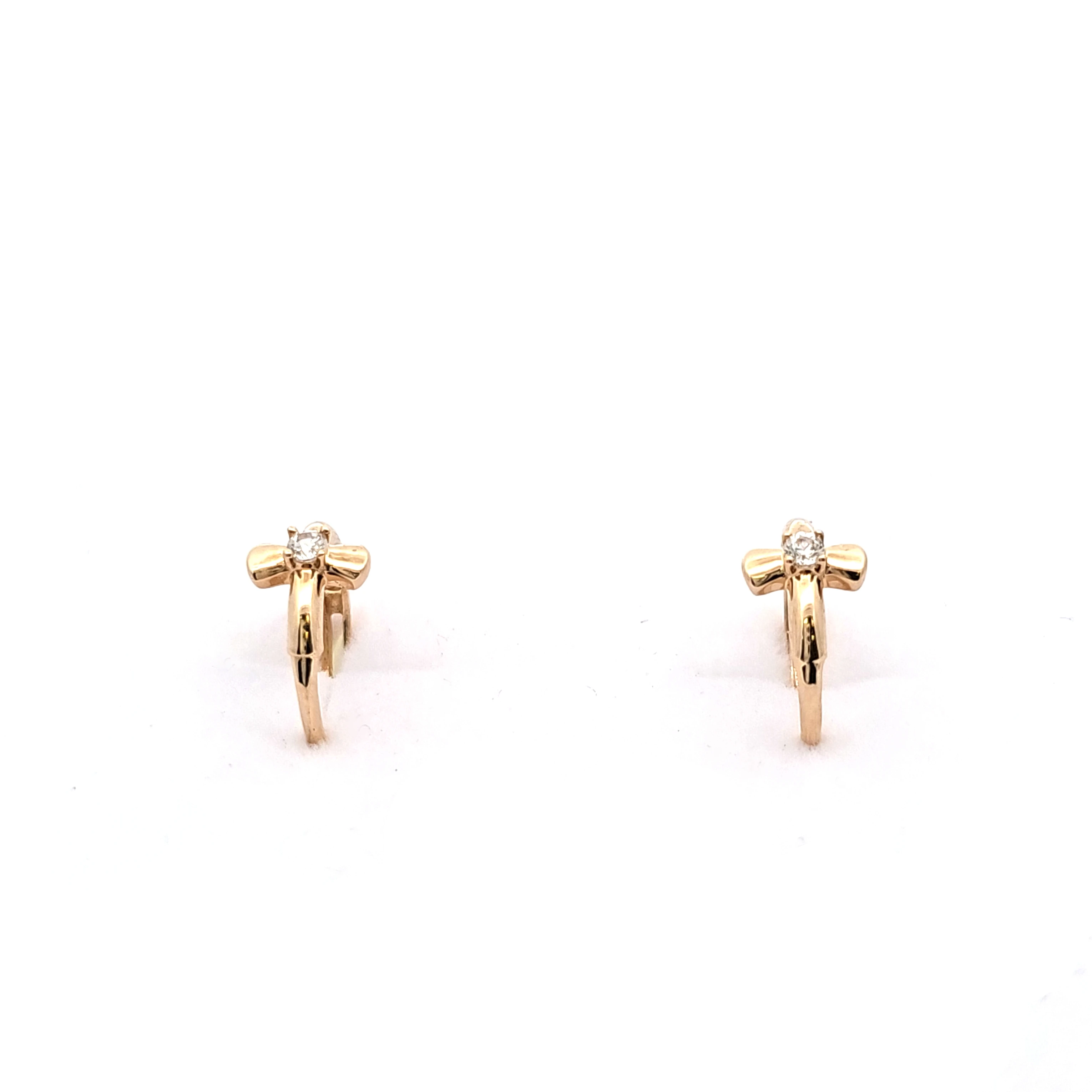 14K Yellow Gold Cross Cubic Zirconia Earrings 42003636 | Shin Brothers