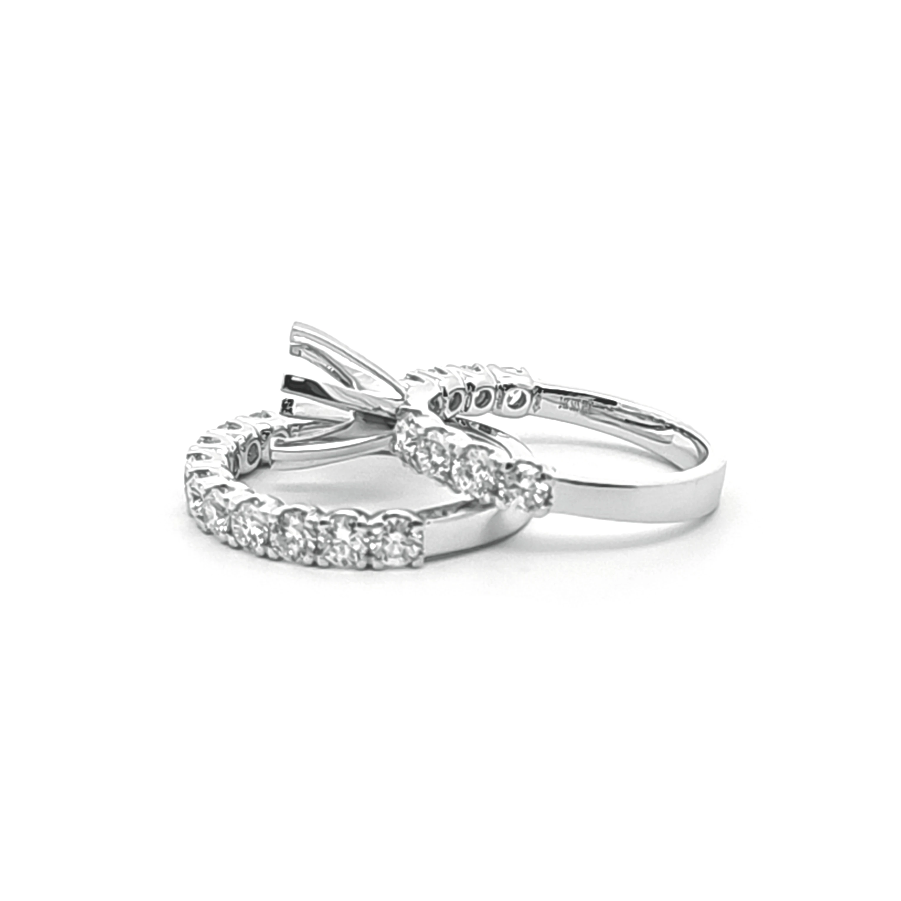  14K White Gold Diamond Bridal Ring Set with Open Setting 11007547 | Shin Brothers*