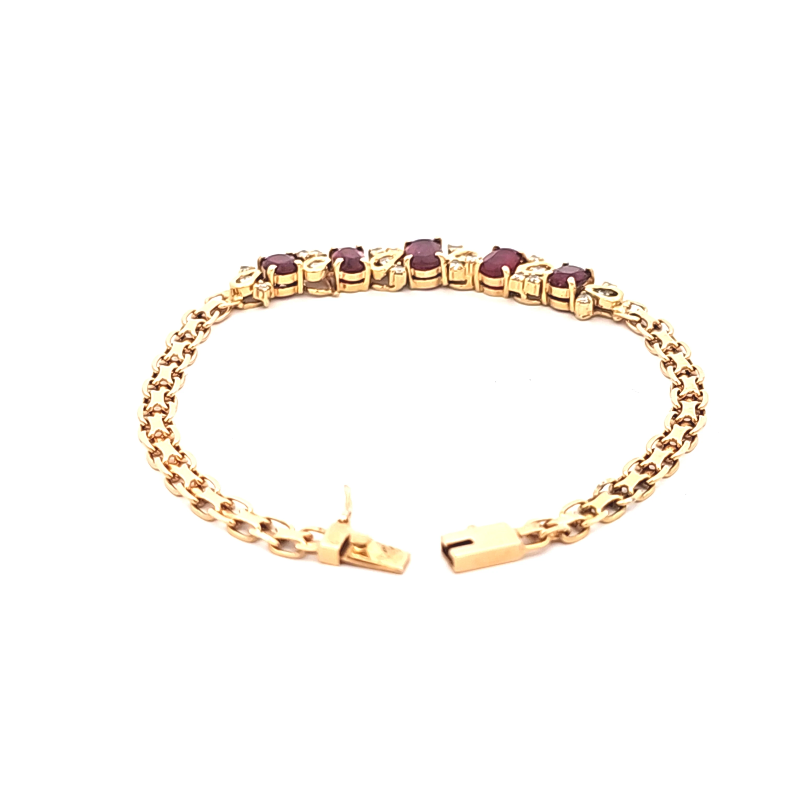 18K Yellow Gold Ruby Diamond Bracelet 22001069| Shin Brothers*
