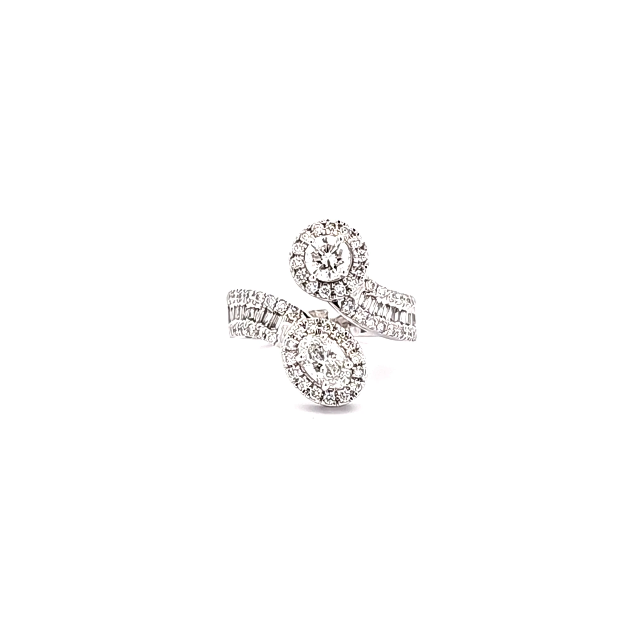 14K White Gold Bypass Diamond Ring 11410081 | Shin Brothers
