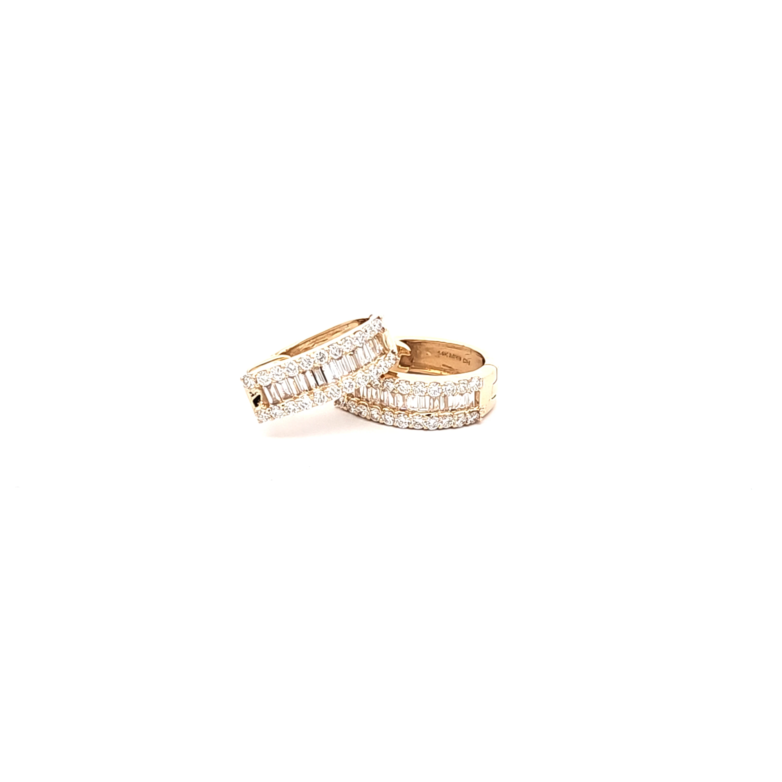 14K Yellow Gold Diamond Hoop Earrings 41002979 | Shin Brothers